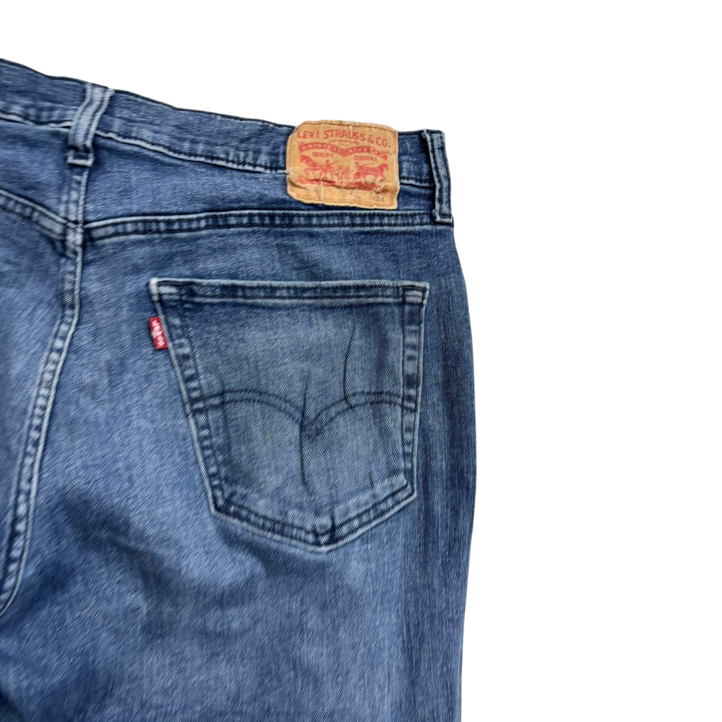 Levis 541 Jeans W33 L32 Mens Navy Blue Athletic Tapered Fit Stretch Denim (F)