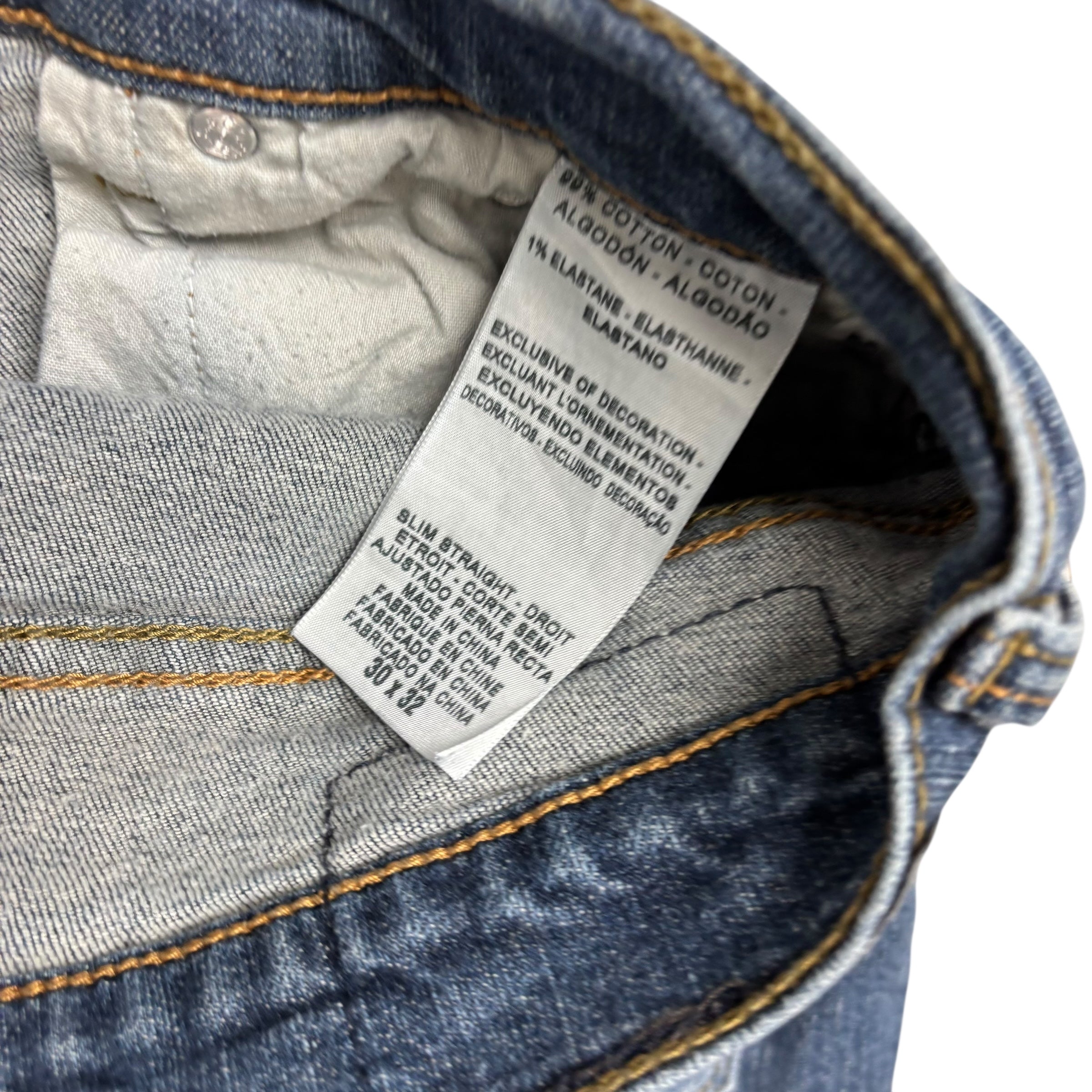 Levis Denizen Jeans W32 L31 Mens Mid Blue Slim Straight Fit Stretch (F)
