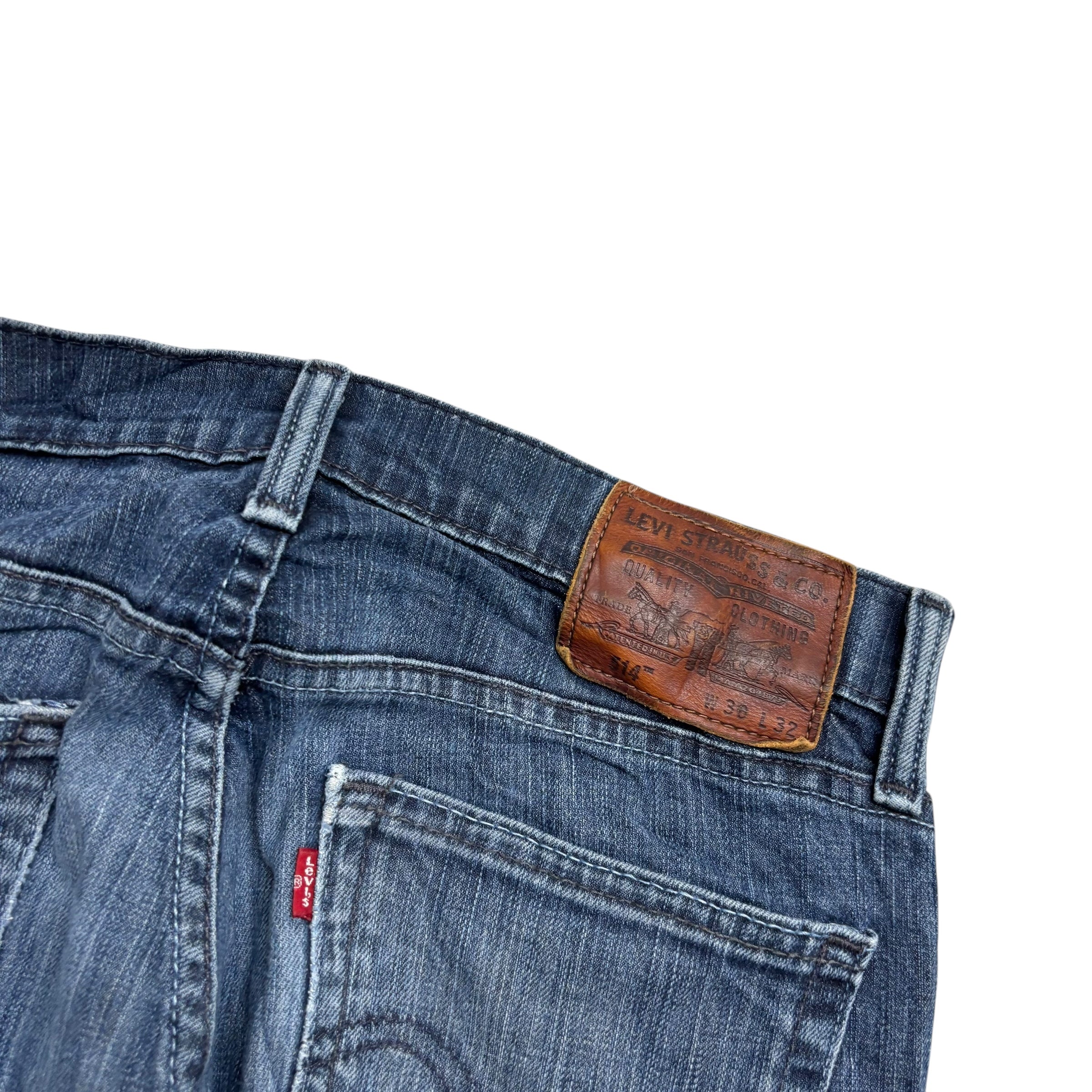 Levis 514 Jeans W30 L32 Mens Dark Blue Slim Straight Fit Stretch Denim