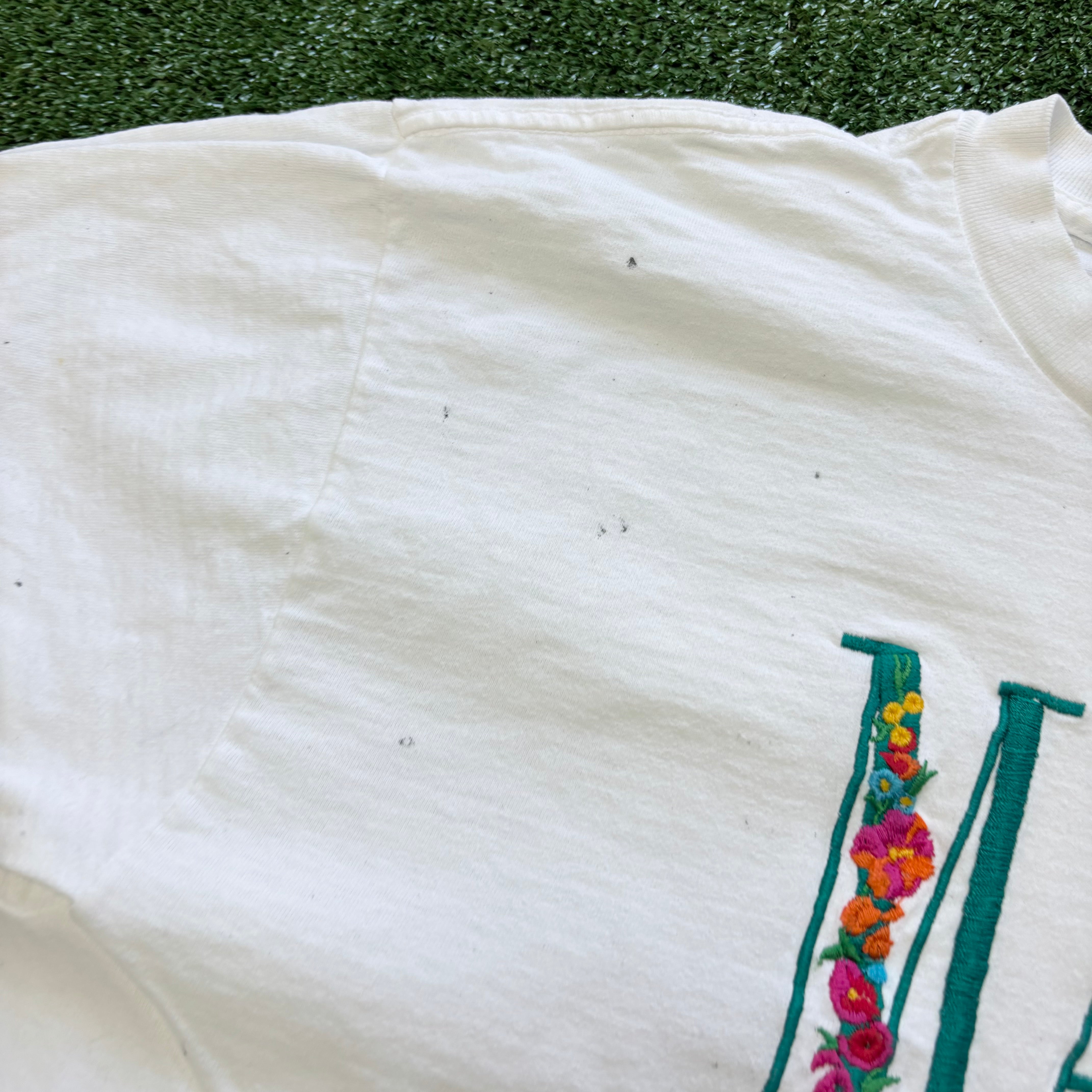 Vintage T Shirt Mens Large White Single Stitch Graphic Print 90s Tourist (F)