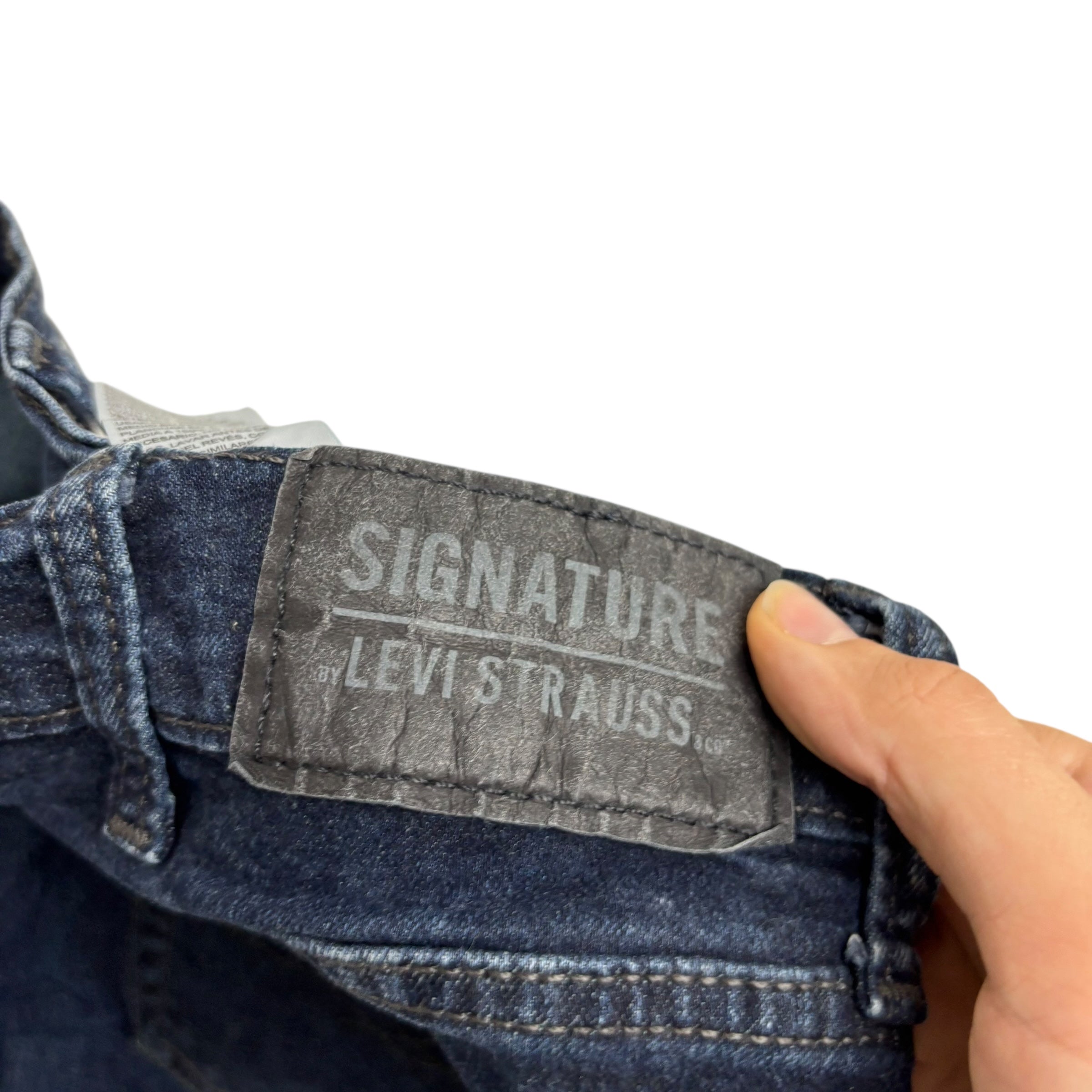 Levis Signature Jeans W38 L29 Mens Navy Blue Relaxed Tapered Fit Stretch (E)