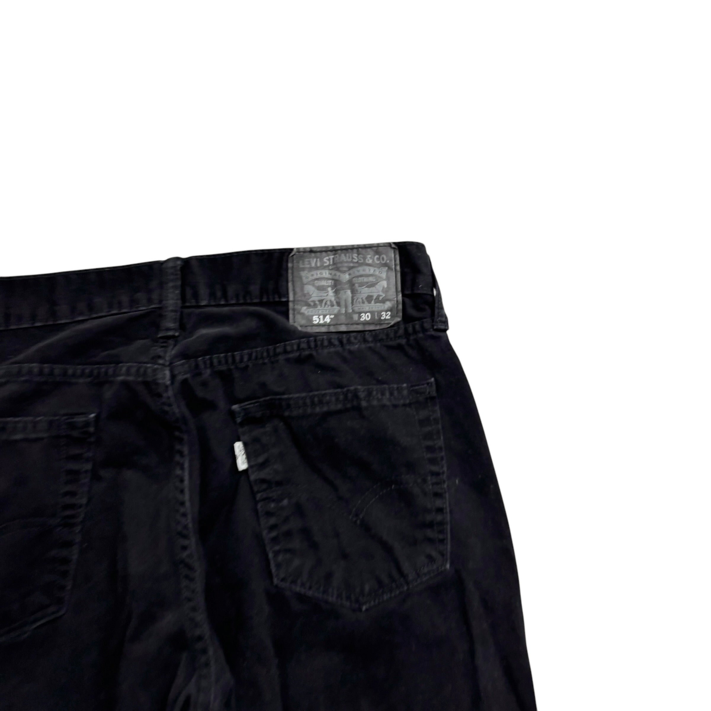 Levis 514 Trousers W30 L32 Mens Black Regular Straight Fit Cotton Pants (E)