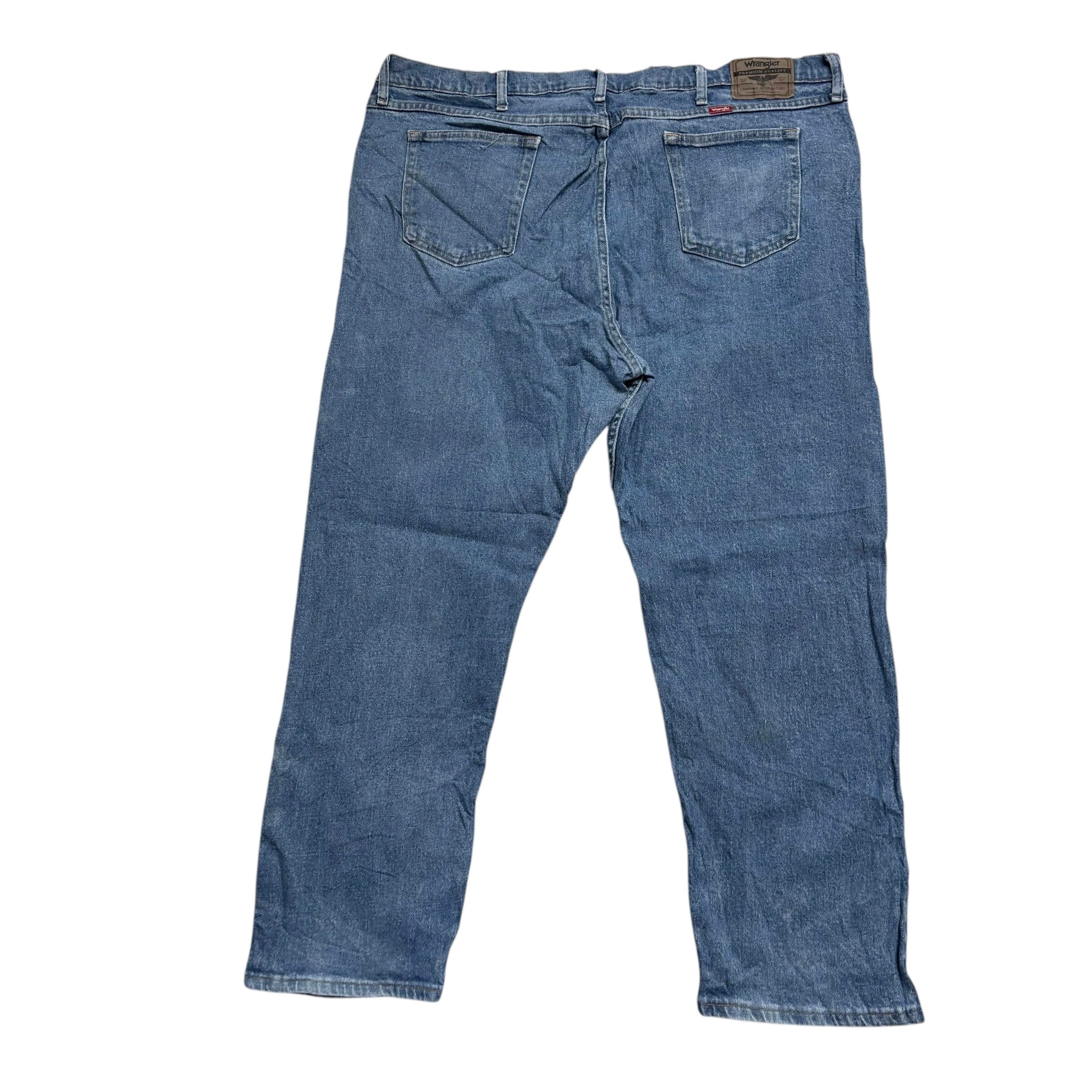 Wrangler Jeans W44 L30 Mens Mid Blue Relaxed Straight Fit Stretch Denim