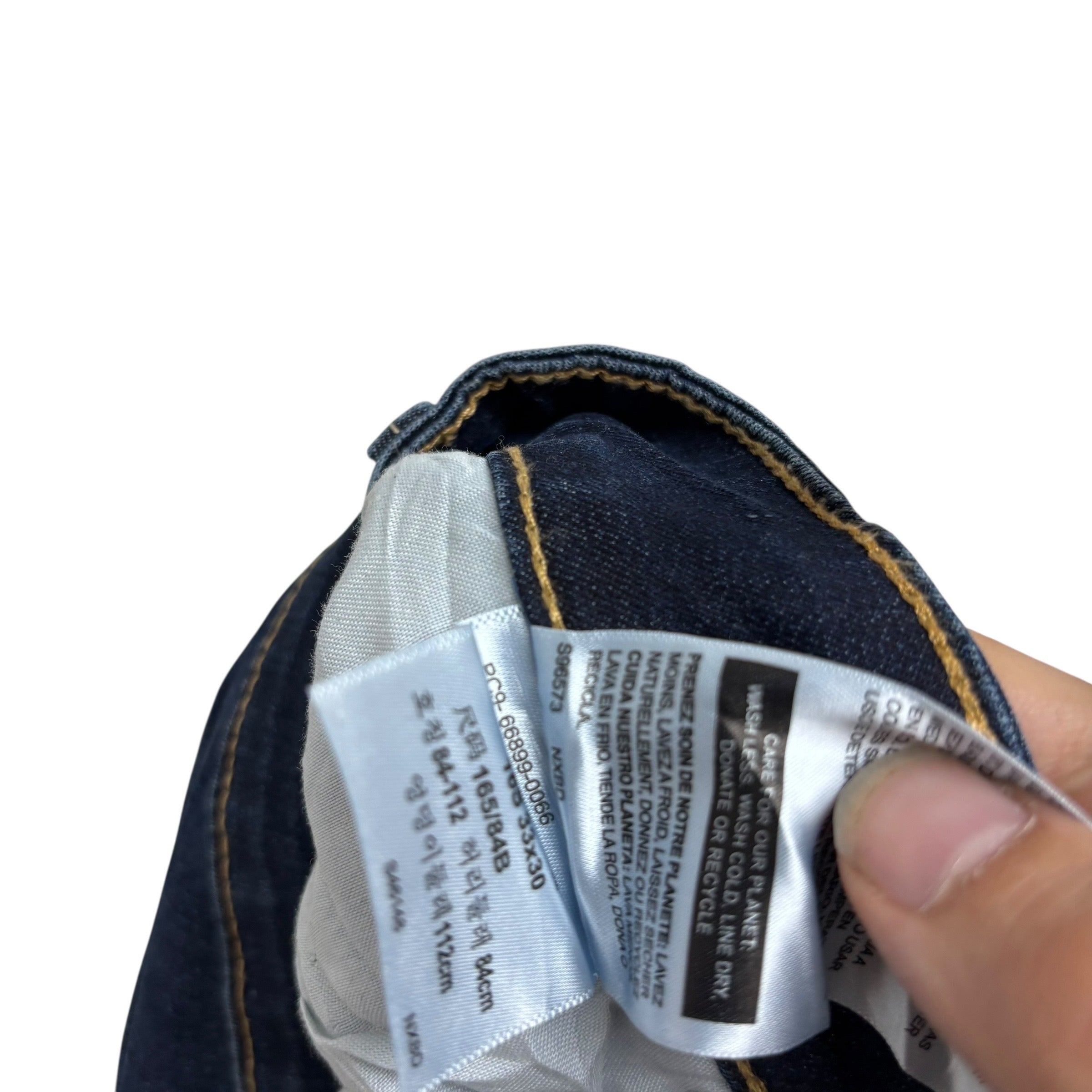 Levis Denizen Jeans W33 L27 Womens Mid Rise Bootcut Dark Blue Stretch (E)