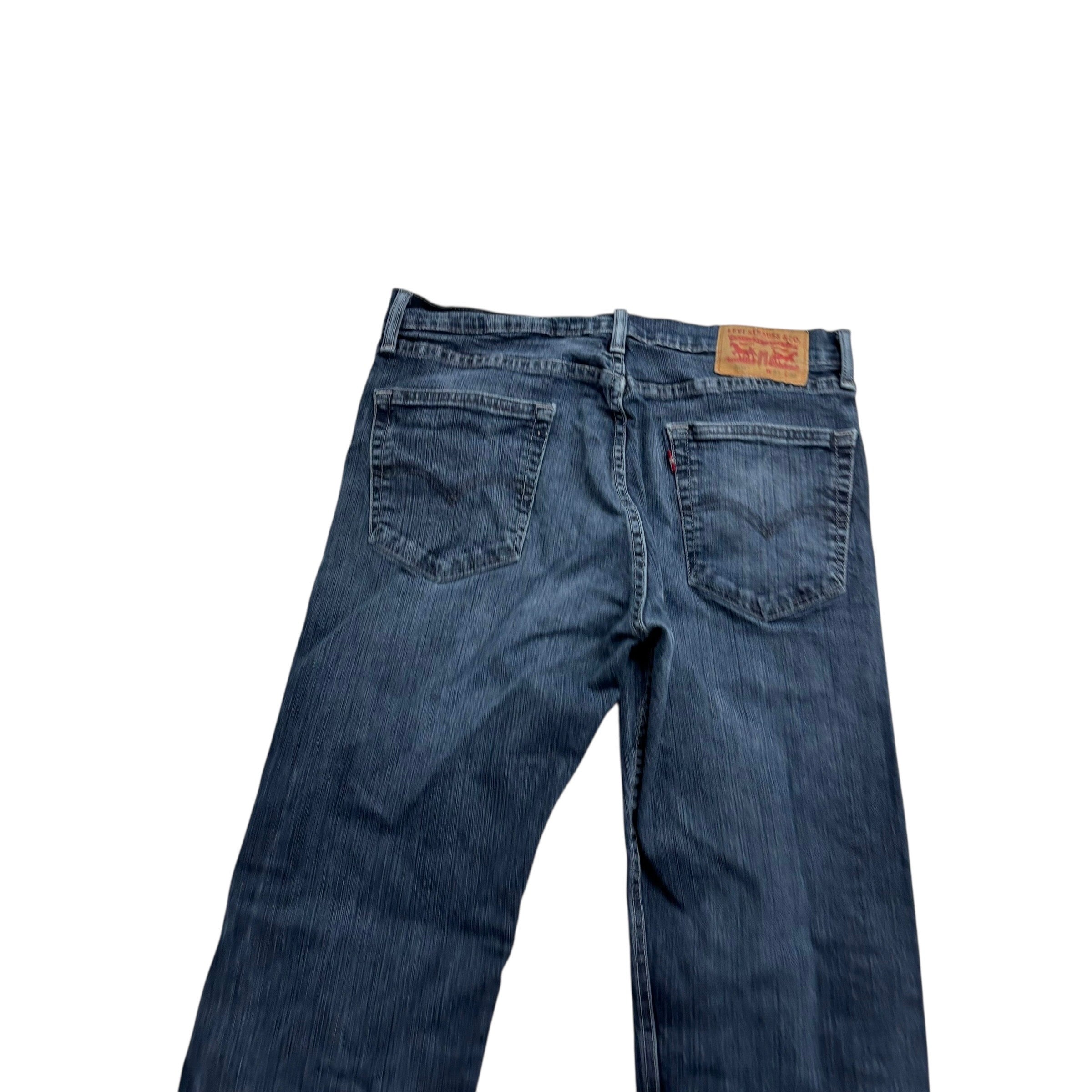 Levis 505 Jeans W32 L30 Mens Navy Blue Regular Straight Fit Stretch Denim (F)