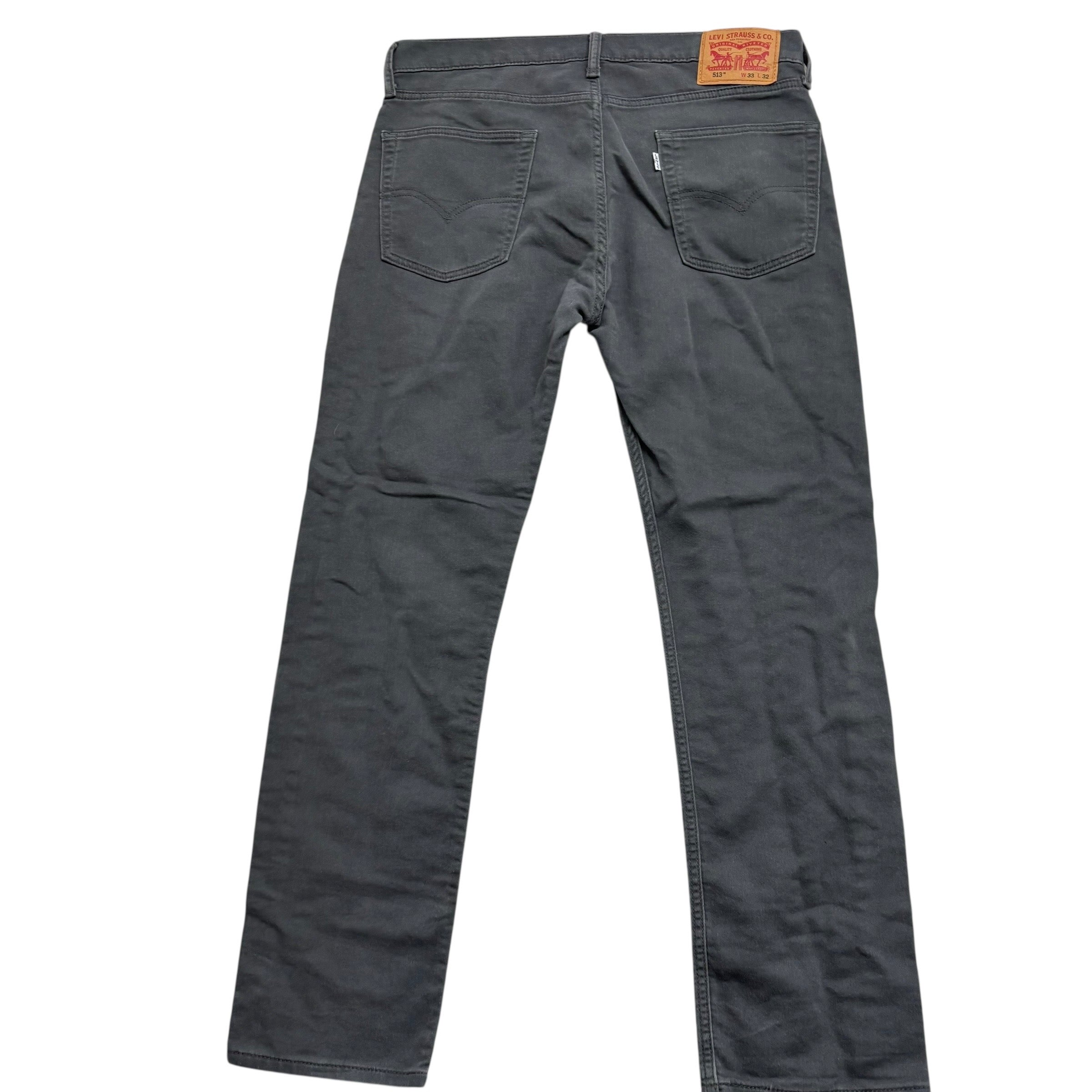 Levis 513 Trousers W33 L32 Mens Grey Slim Straight Fit Stretch Cotton Pants