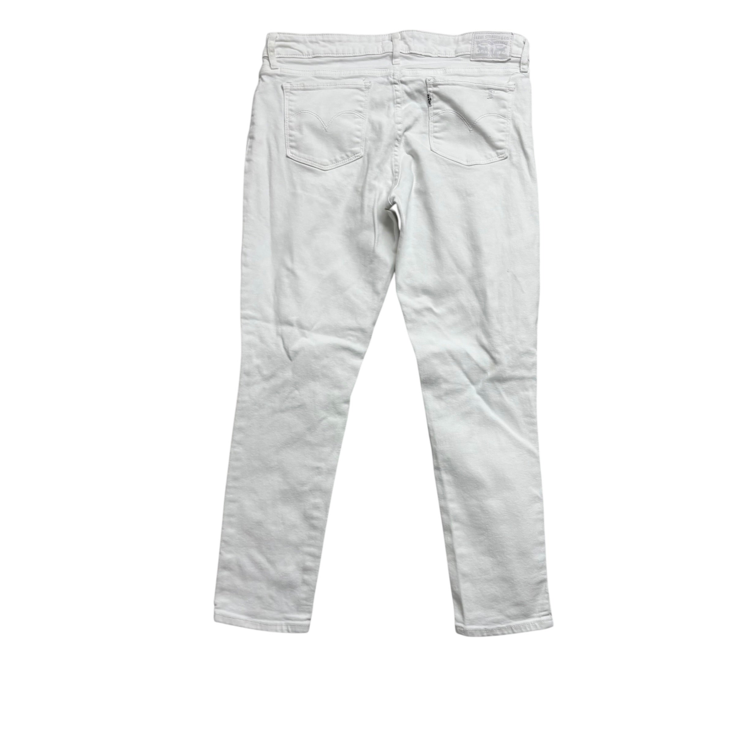 Levis 711 Jeans W30 L27 Womens Skinny Fit White Stretch Denim (E)