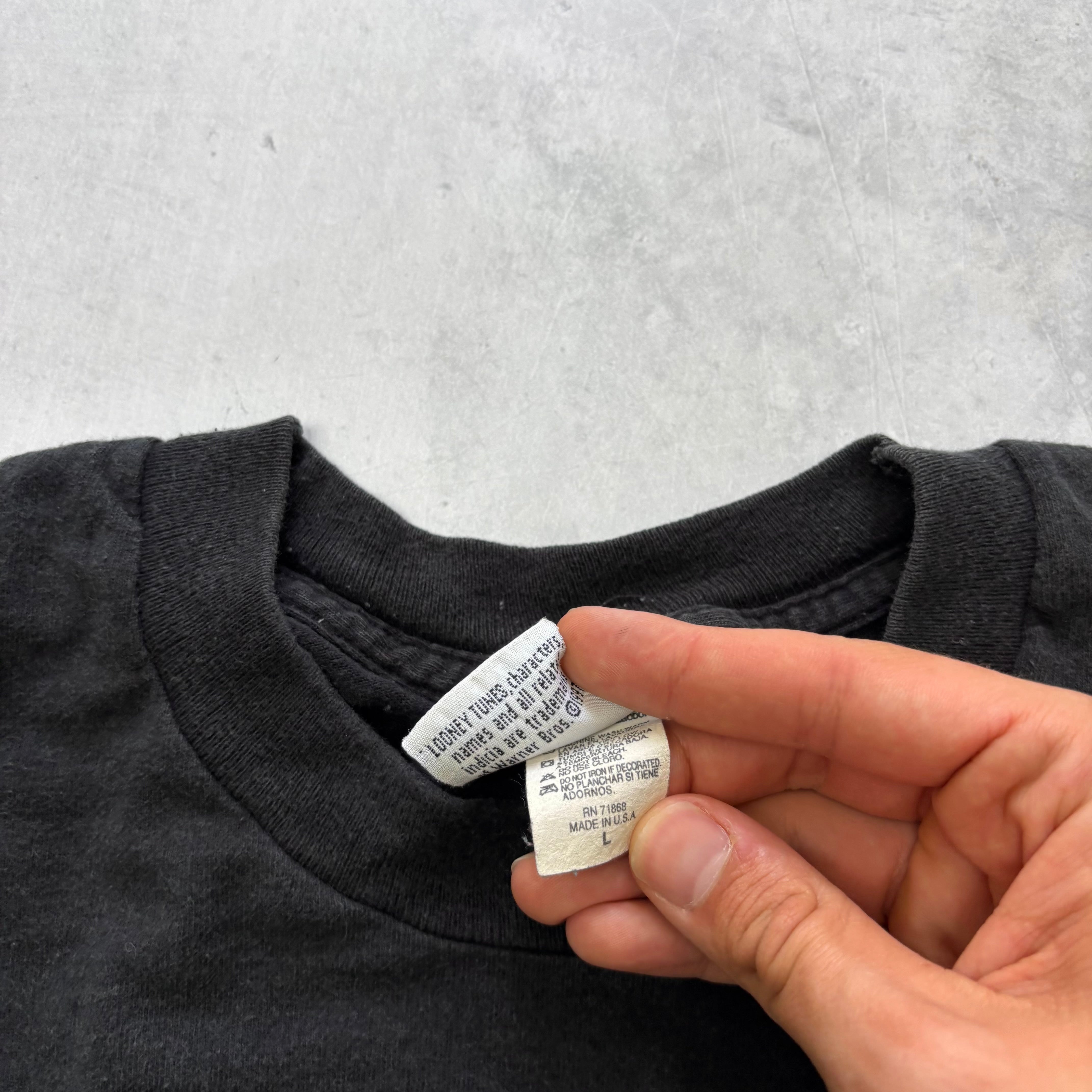 Vintage T Shirt Mens Large Black Single Stitch 90s Looney Tunes (F)