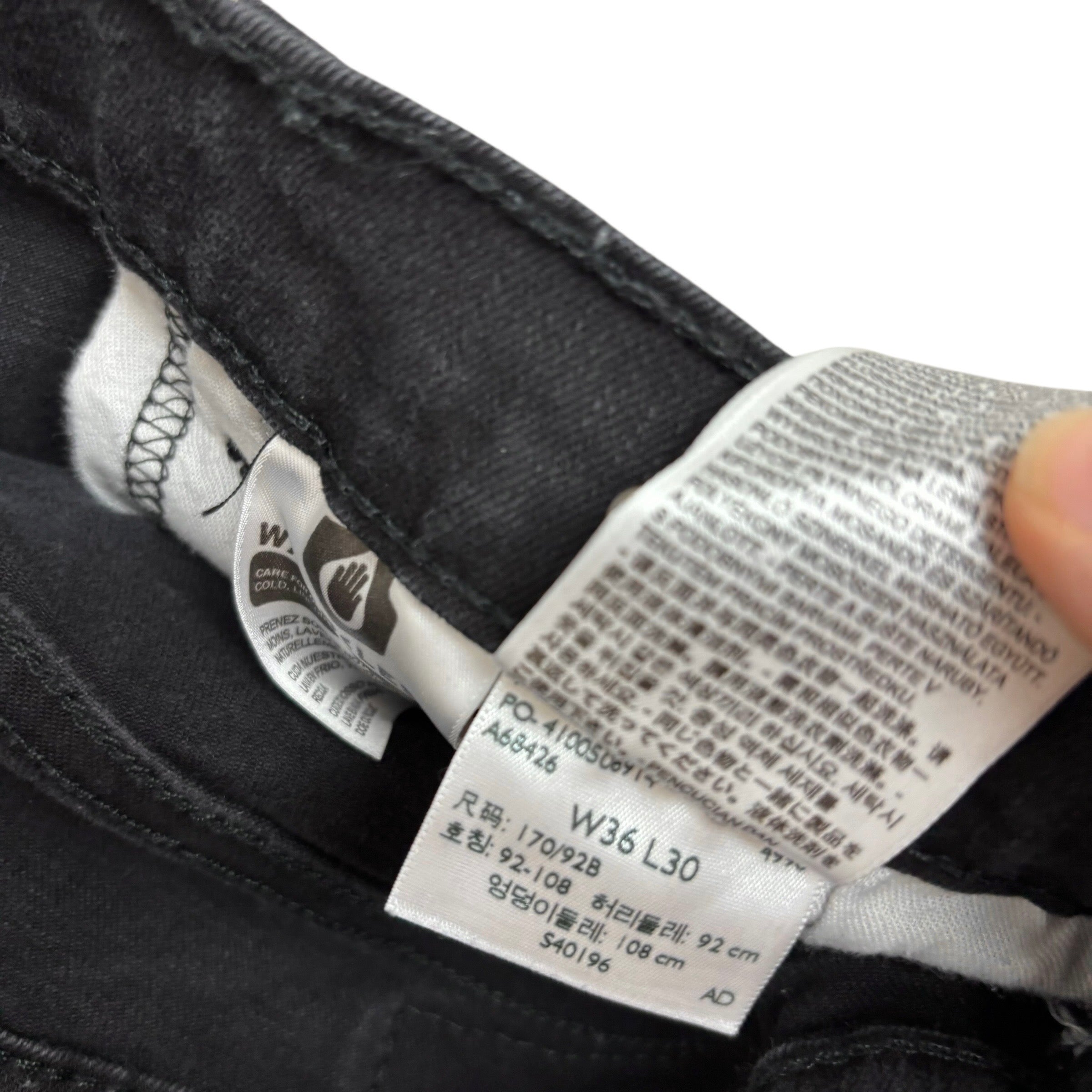 Levis 502 Jeans W36 L29 Mens Black Regular Tapered Fit Stretch Denim (E)