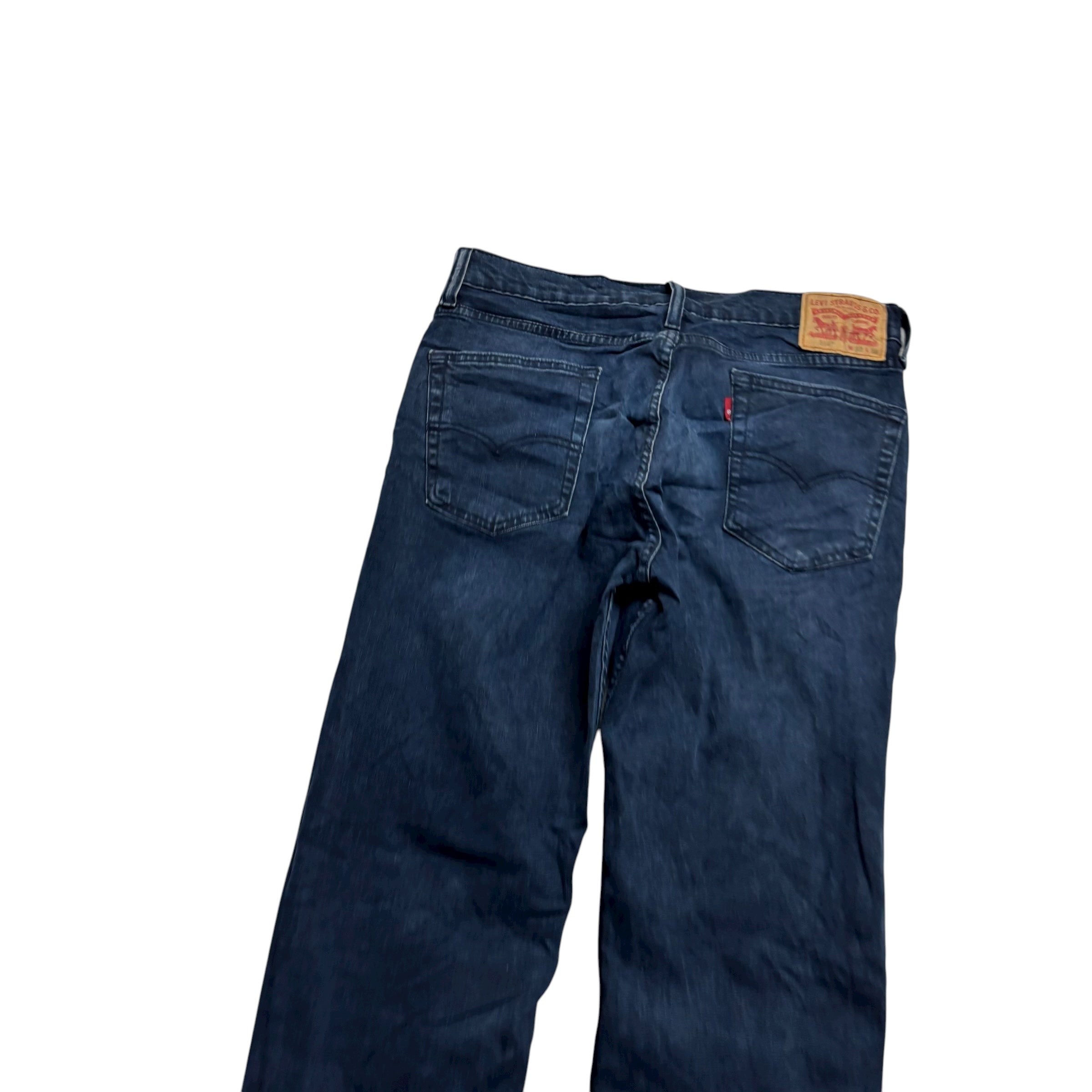 Levis 514 Jeans W32 L34 Mens Navy Blue Regular Straight Fit Stretch Denim (E)