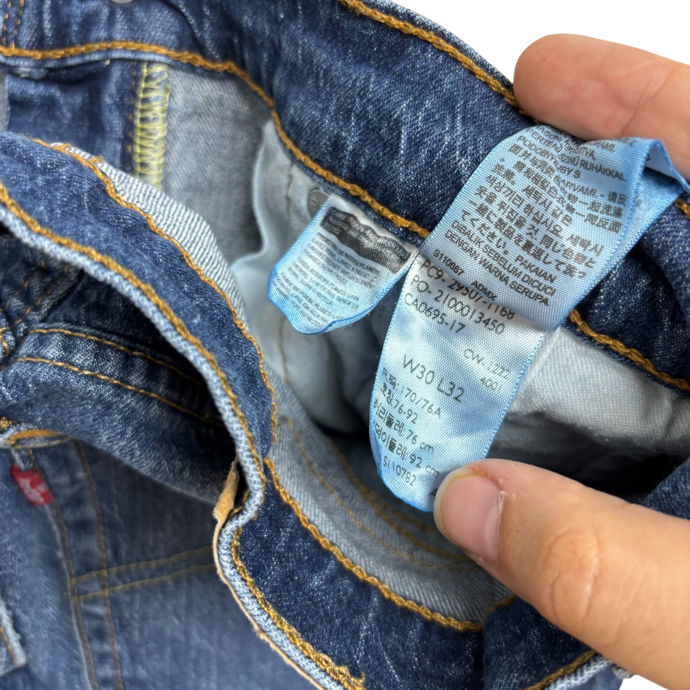 Levis 502 Jeans W30 L32 Mens Mid Blue Regular Tapered Fit Stretch Denim (F)