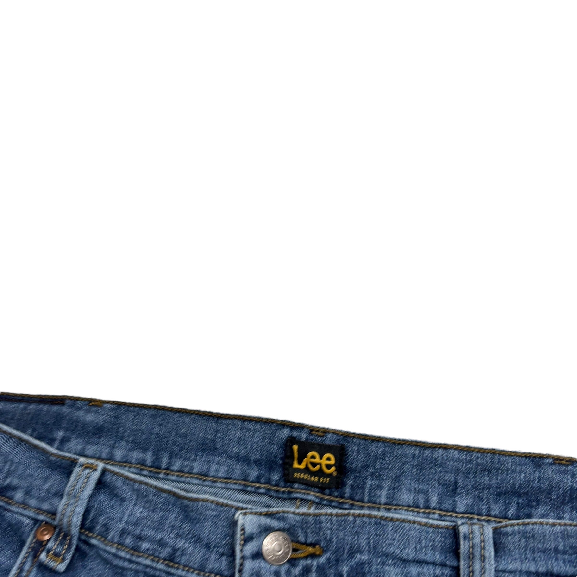 Lee Jeans W44 L30 Mens Mid Blue Regular Straight Fit Stretch Denim
