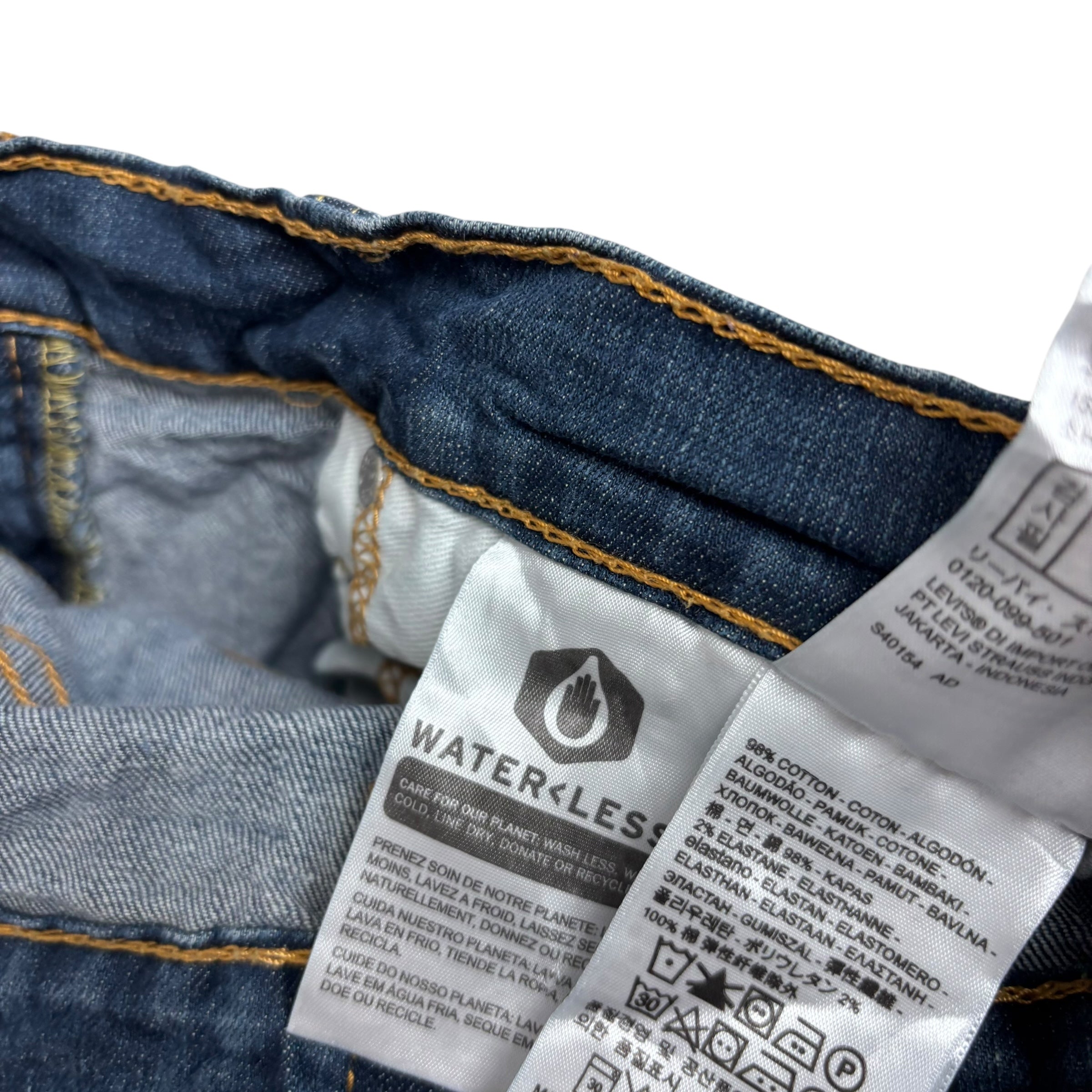 Levis 502 Jeans W32 L28 Mens Dark Blue Regular Tapered Fit Stretch Denim (E)