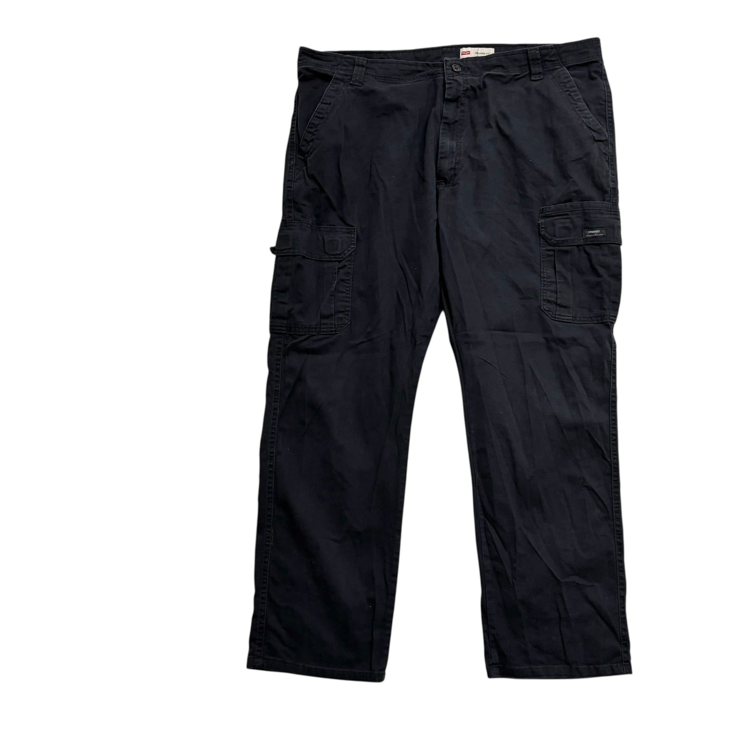 Wrangler Cargo Trousers W42 L30 Mens Black Relaxed Straight Fit Stretch Pants
