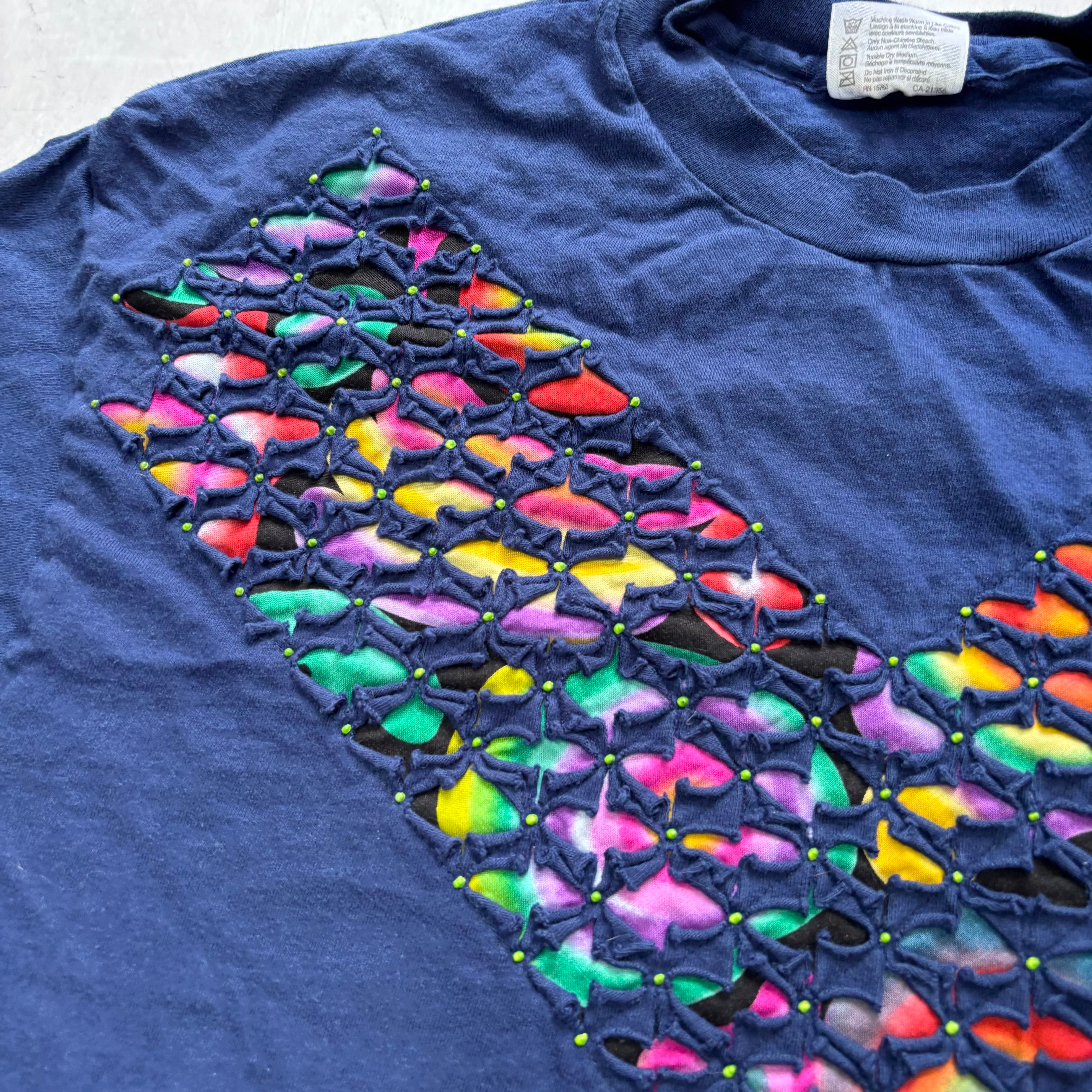 Vintage T Shirt Mens Large Navy Blue Single Stitch Graphic Print 90s USA (E)