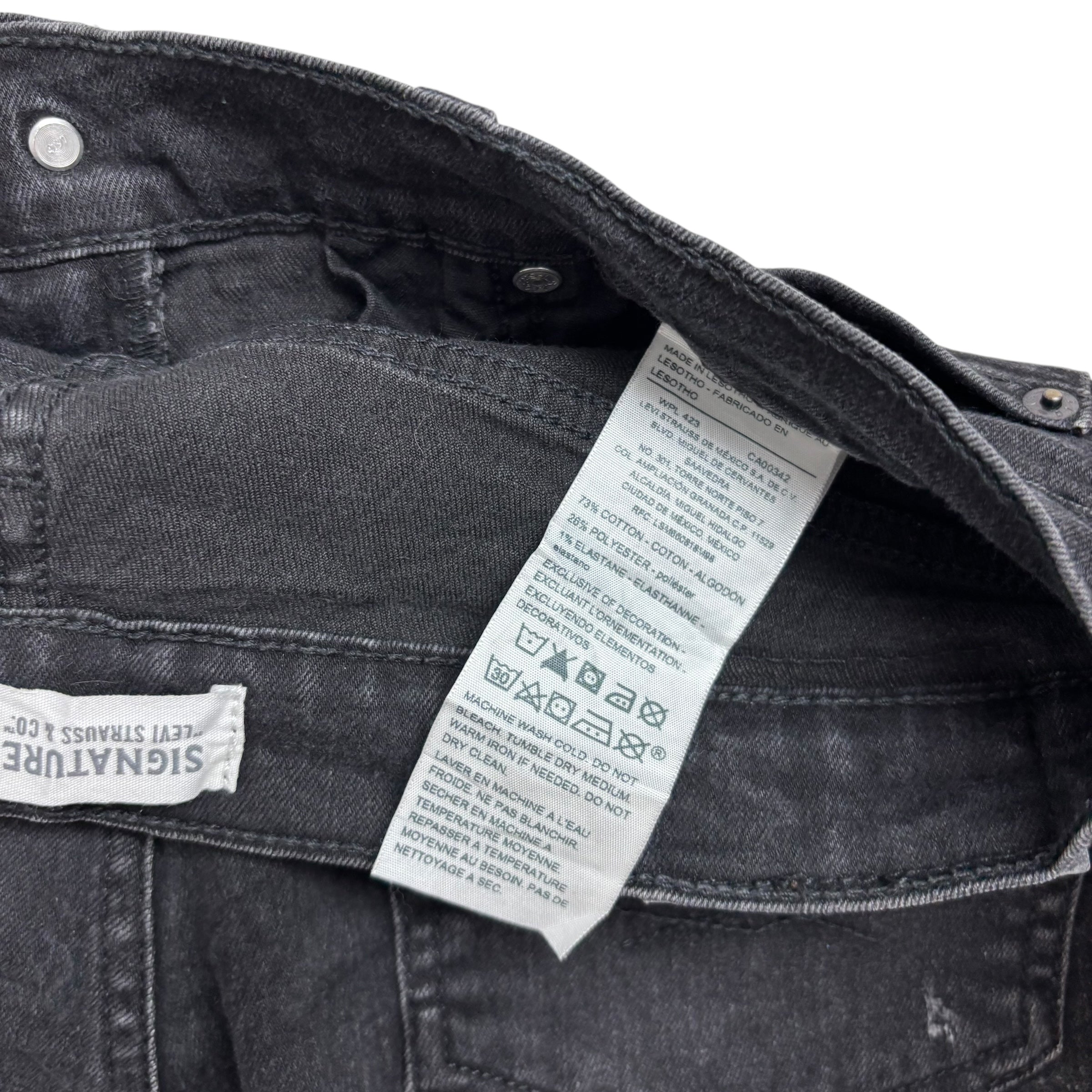 Levis Signature Jeans W32 L30 Mens Black Skinny Fit Stretch Denim