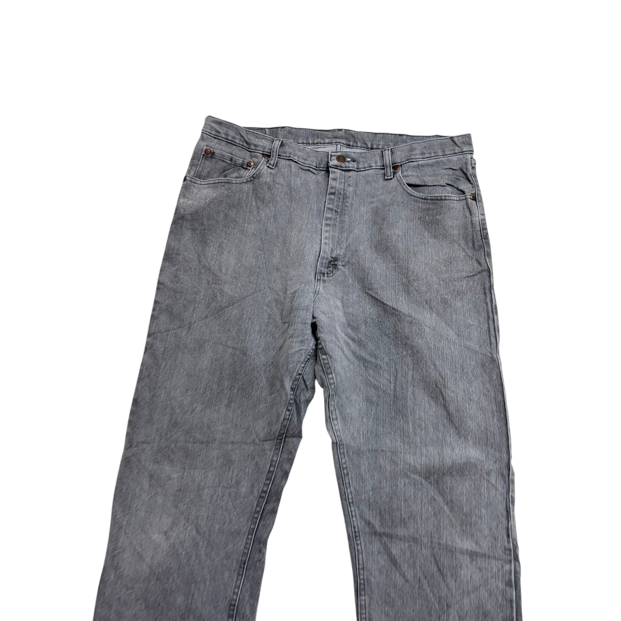 Wrangler Jeans W38 L34 Mens Grey Relaxed Straight Fit Stretch Denim (E)