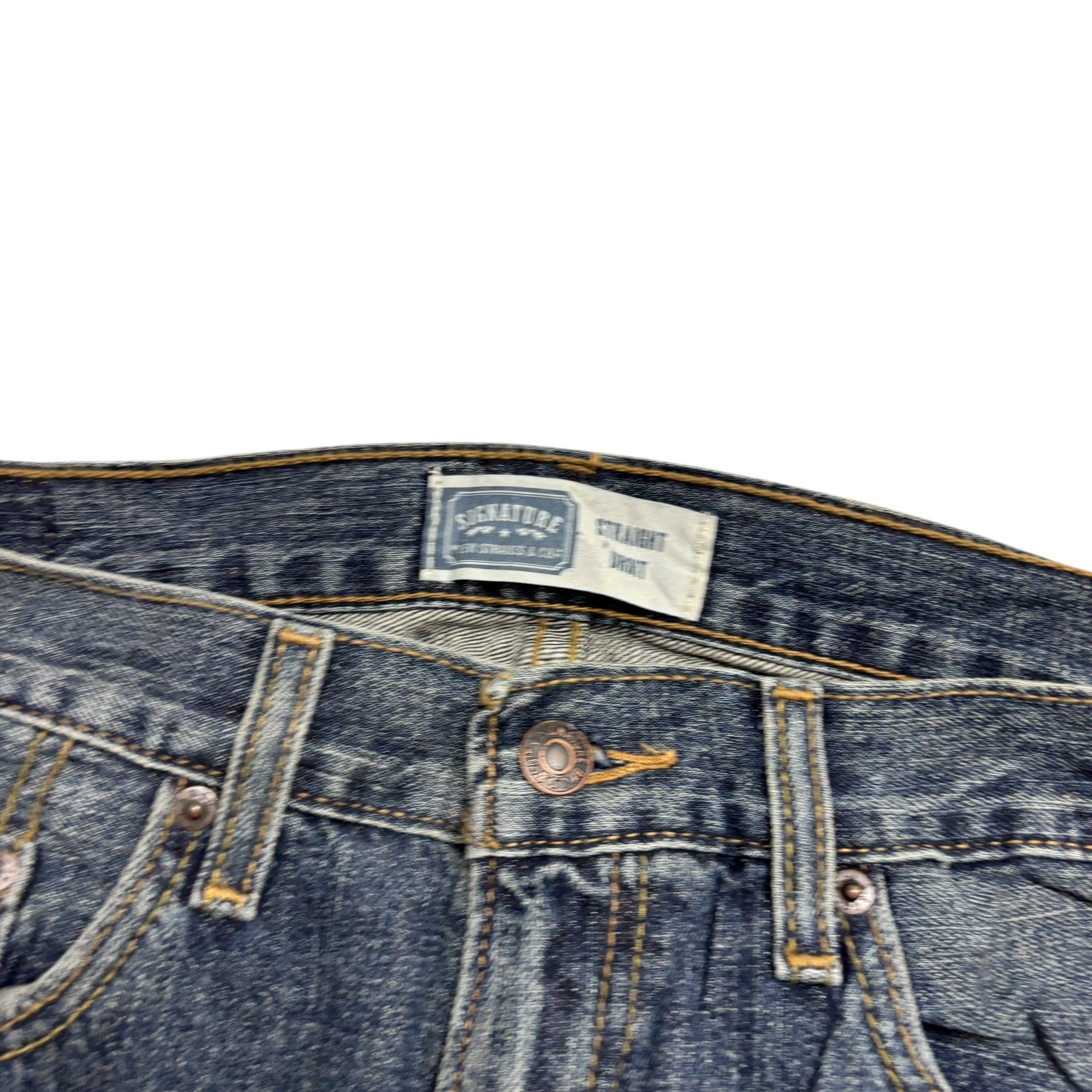 Levis Signature Jeans W34 L34 Mens Mid Blue Relaxed Straight Fit Vintage (E)