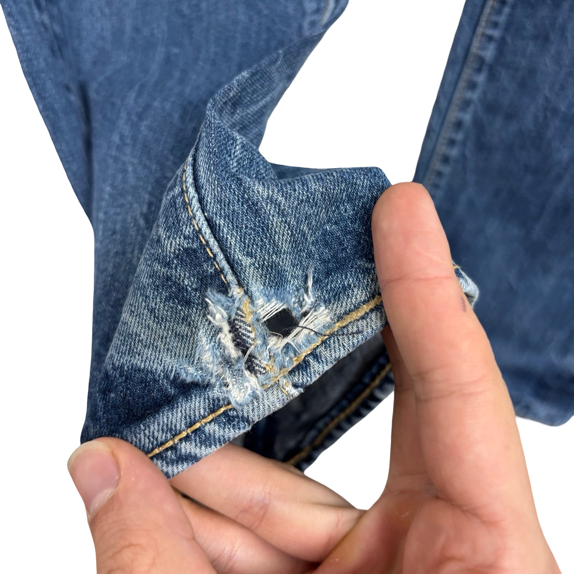 Levis 513 Jeans W34 L34 Mens Mid Blue Slim Straight Fit Denim (F)