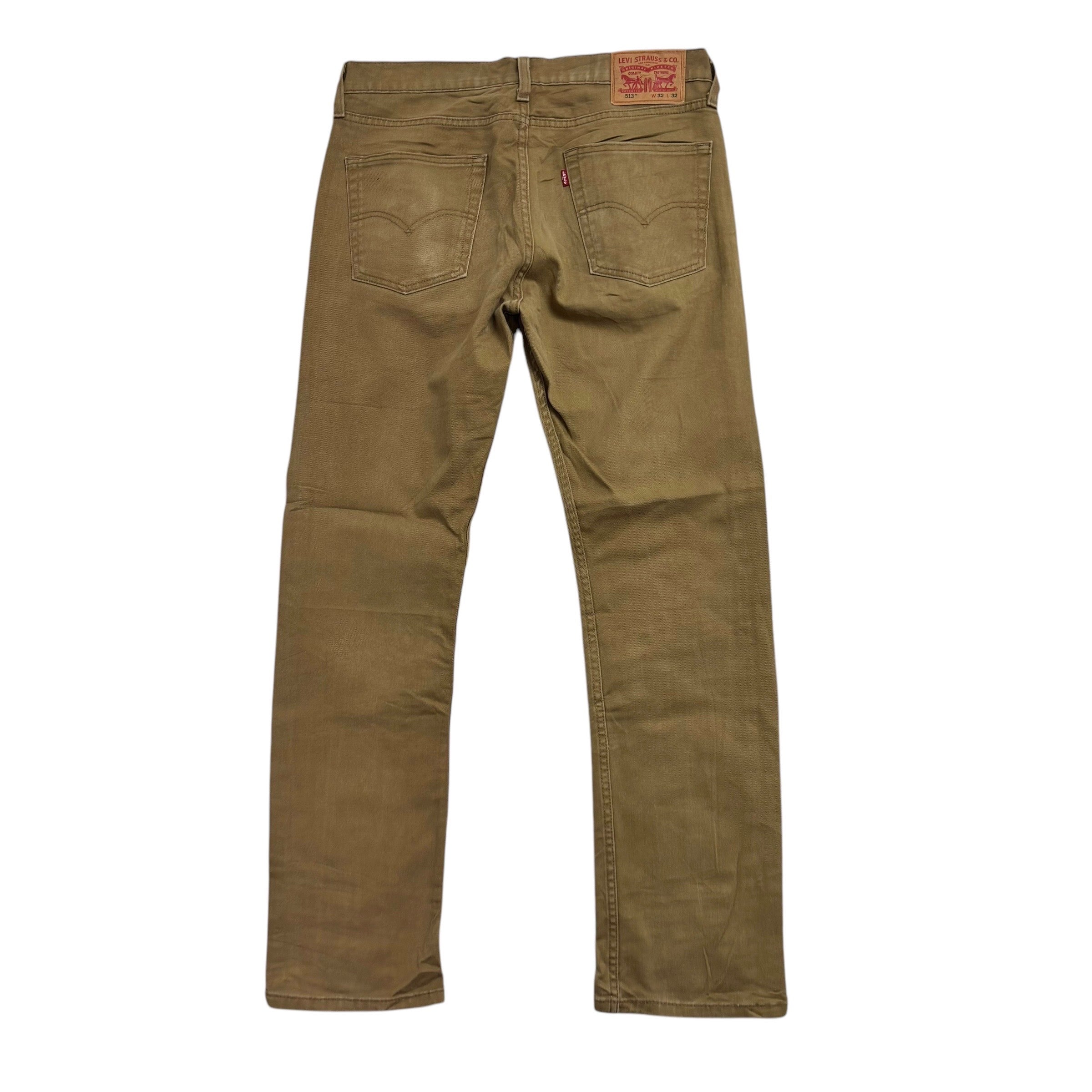 Levis 513 Jeans W32 L32 Mens Tan Slim Straight Fit Stretch Denim