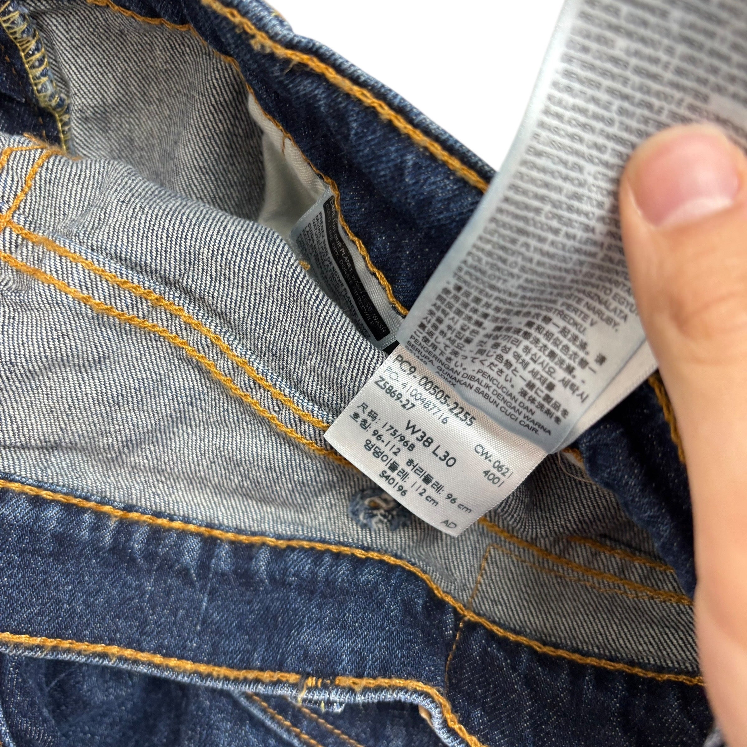 Levis 505 Jeans W38 L30 Mens Dark Blue Regular Straight Fit Denim (E)