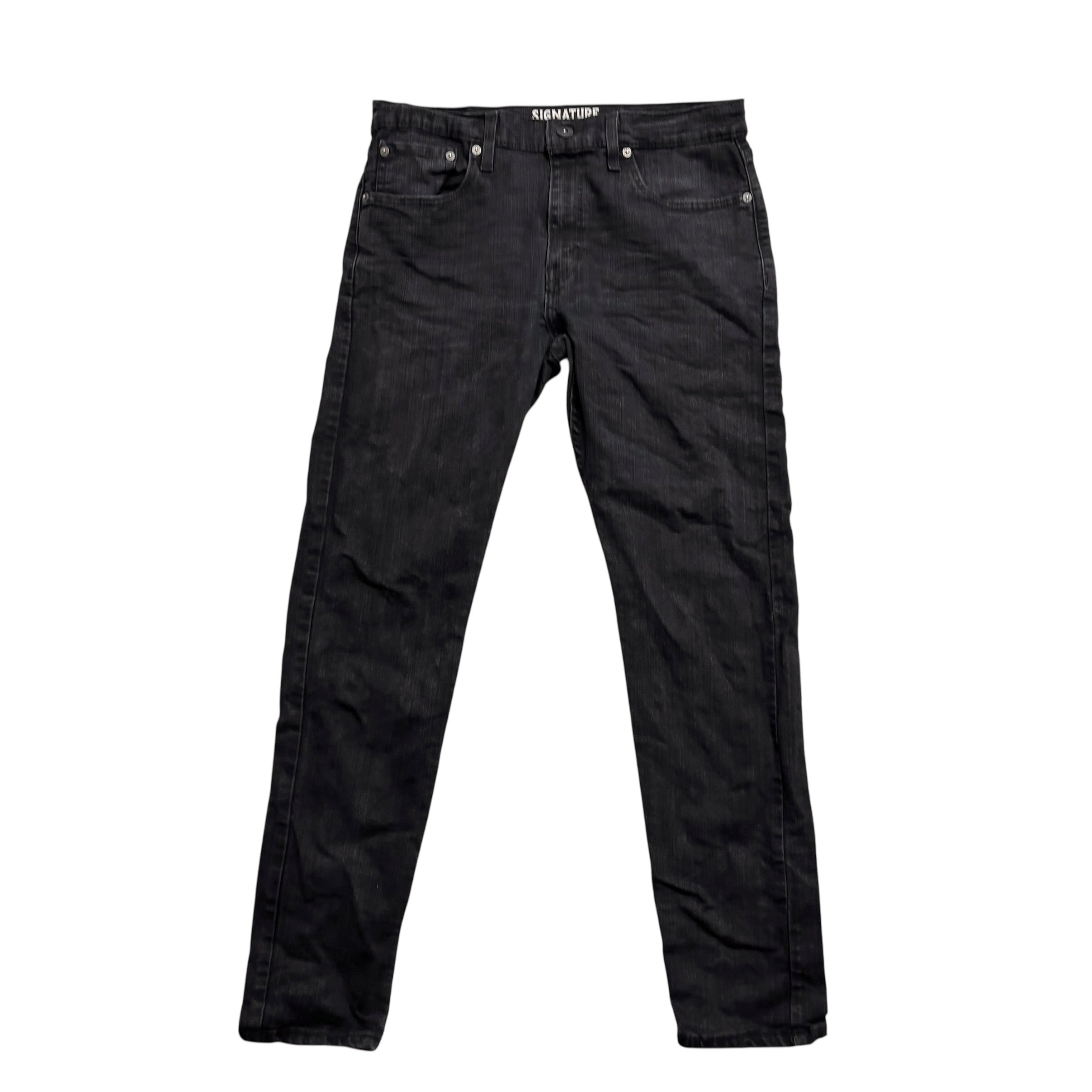 Levis Signature Jeans W32 L31 Mens Black Slim Fit Stretch Denim (E)