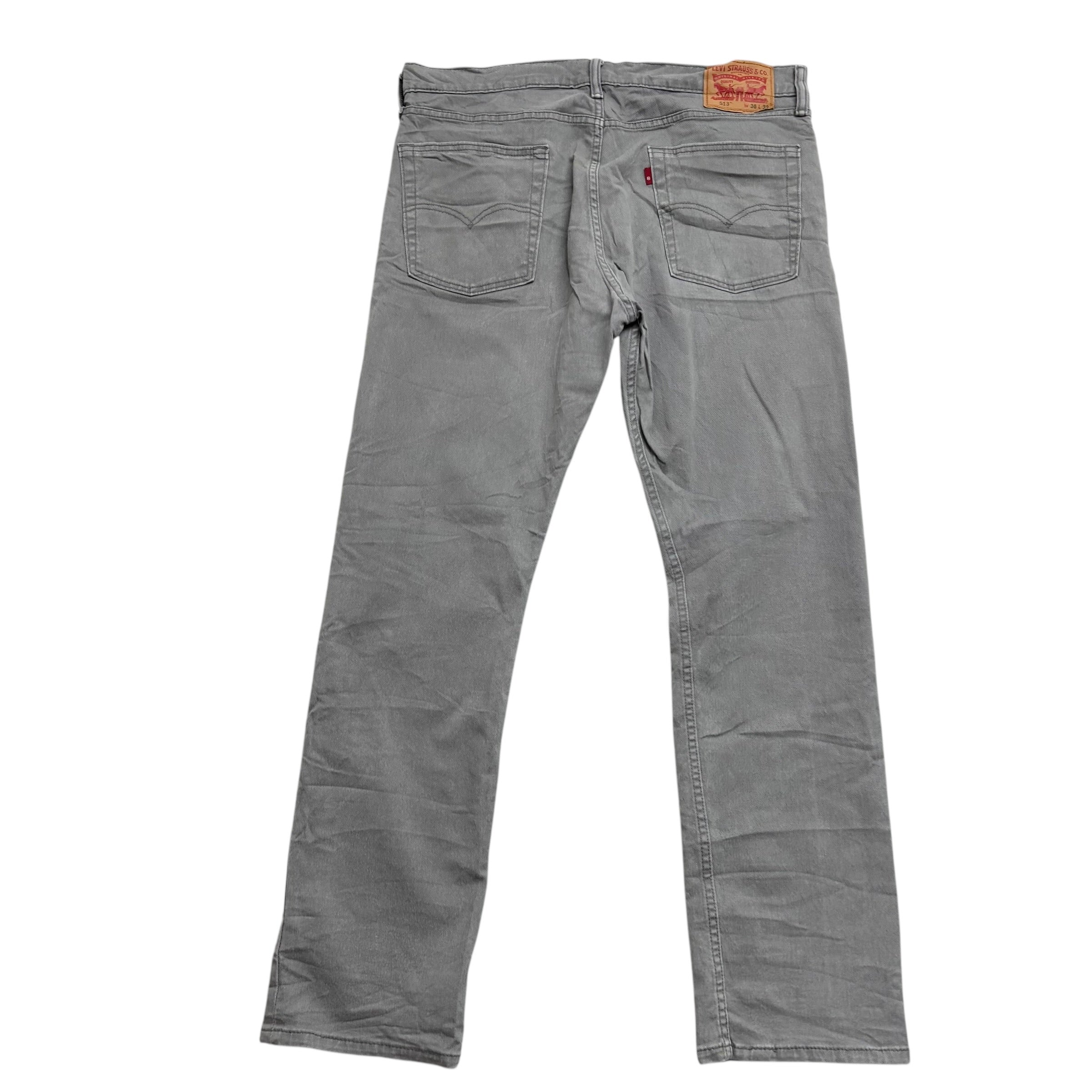 Levis 513 Jeans W36 L32 Mens Grey Slim Straight Fit Stretch Denim