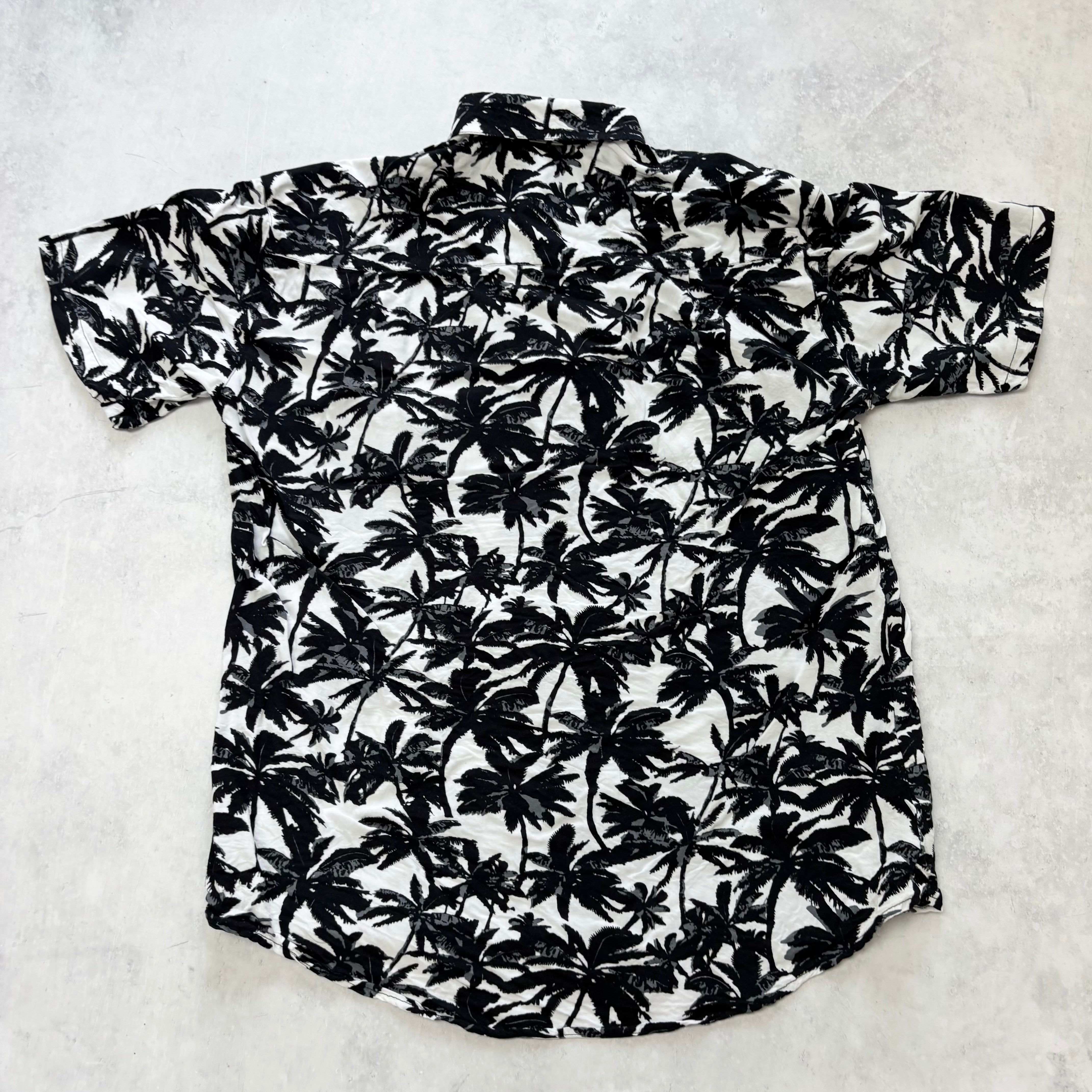 Hawaiian Shirt Mens Medium White Floral Aloha Short Sleeve (E)