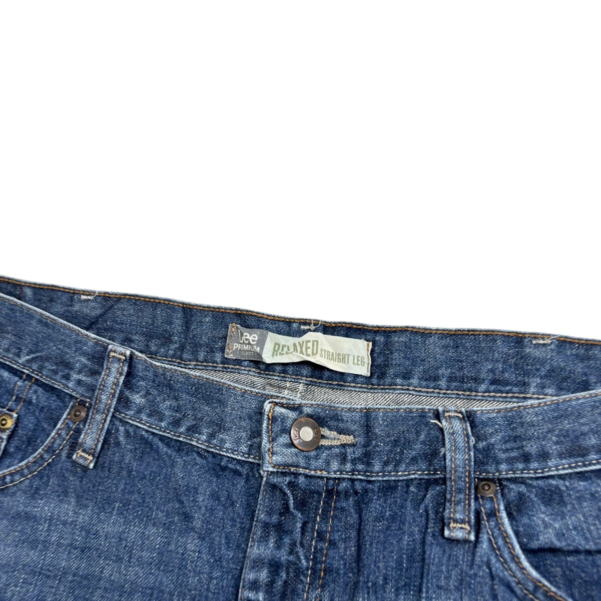 Lee Jeans W42 L30 Mens Dark Blue Relaxed Straight Fit Baggy Vintage Denim (E)