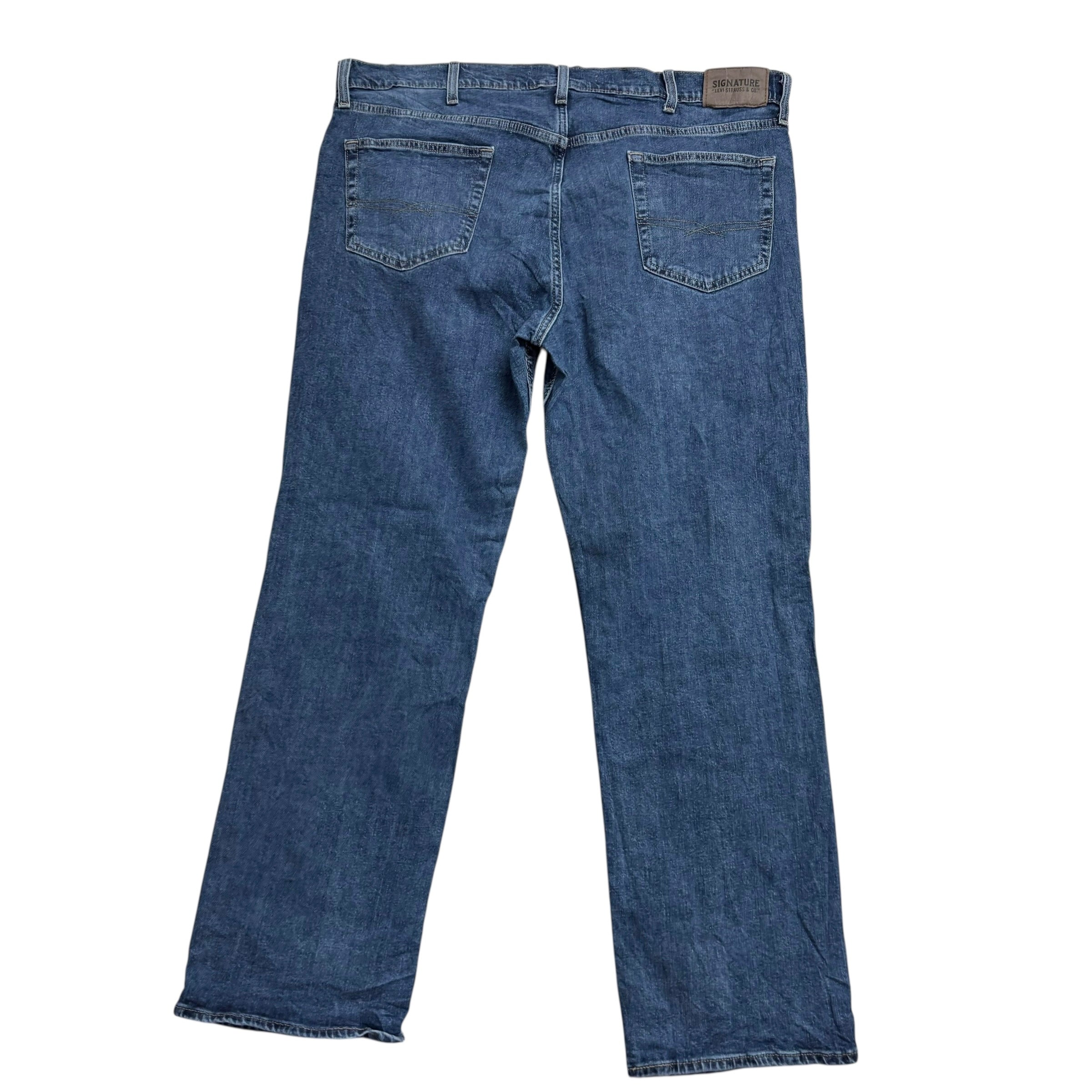Levis Signature Jeans W40 L32 Mens Mid Blue Relaxed Straight Stretch Denim (E)