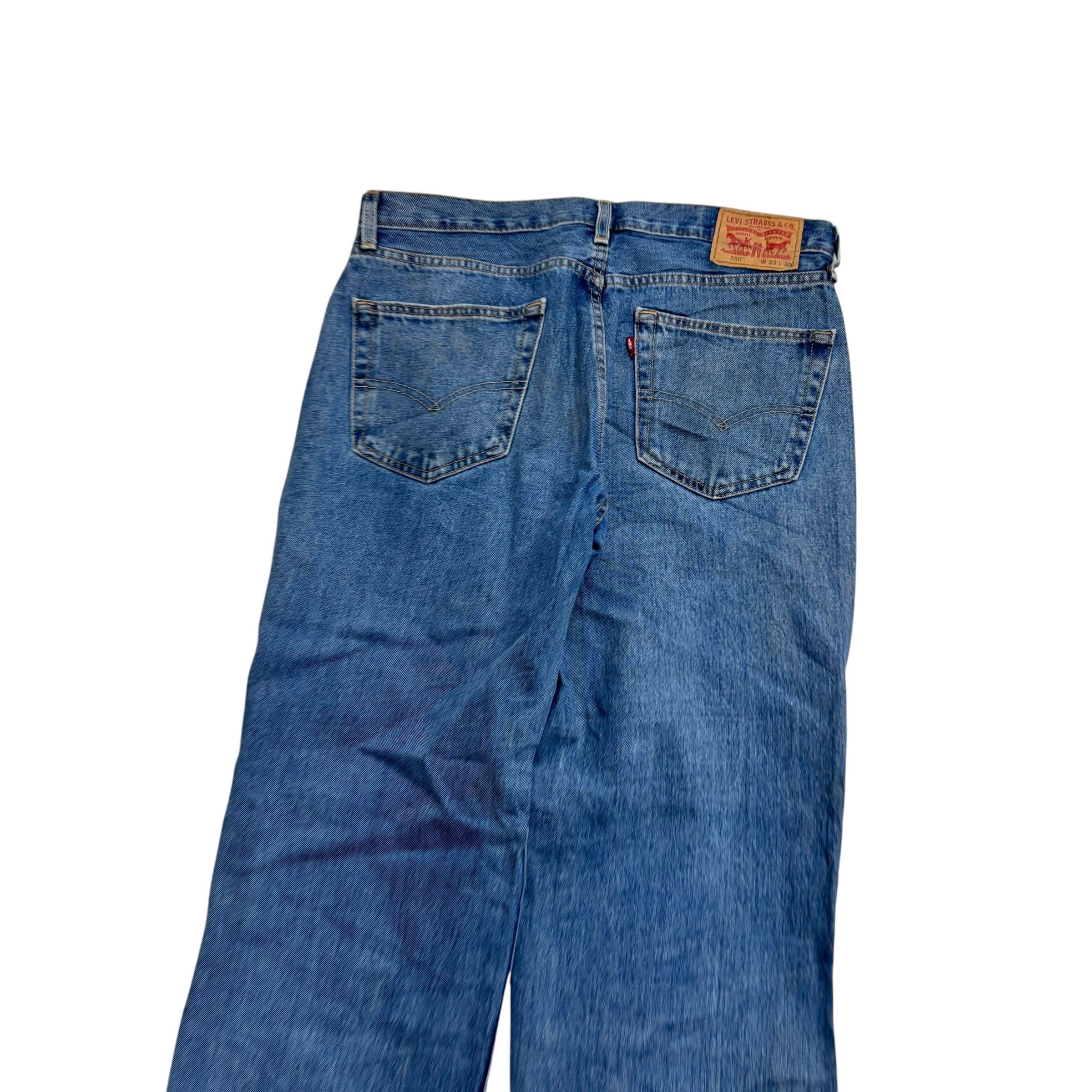 Levis 550 Jeans W33 L30 Mens Mid Blue Baggy Relaxed Straight Fit Denim (E)
