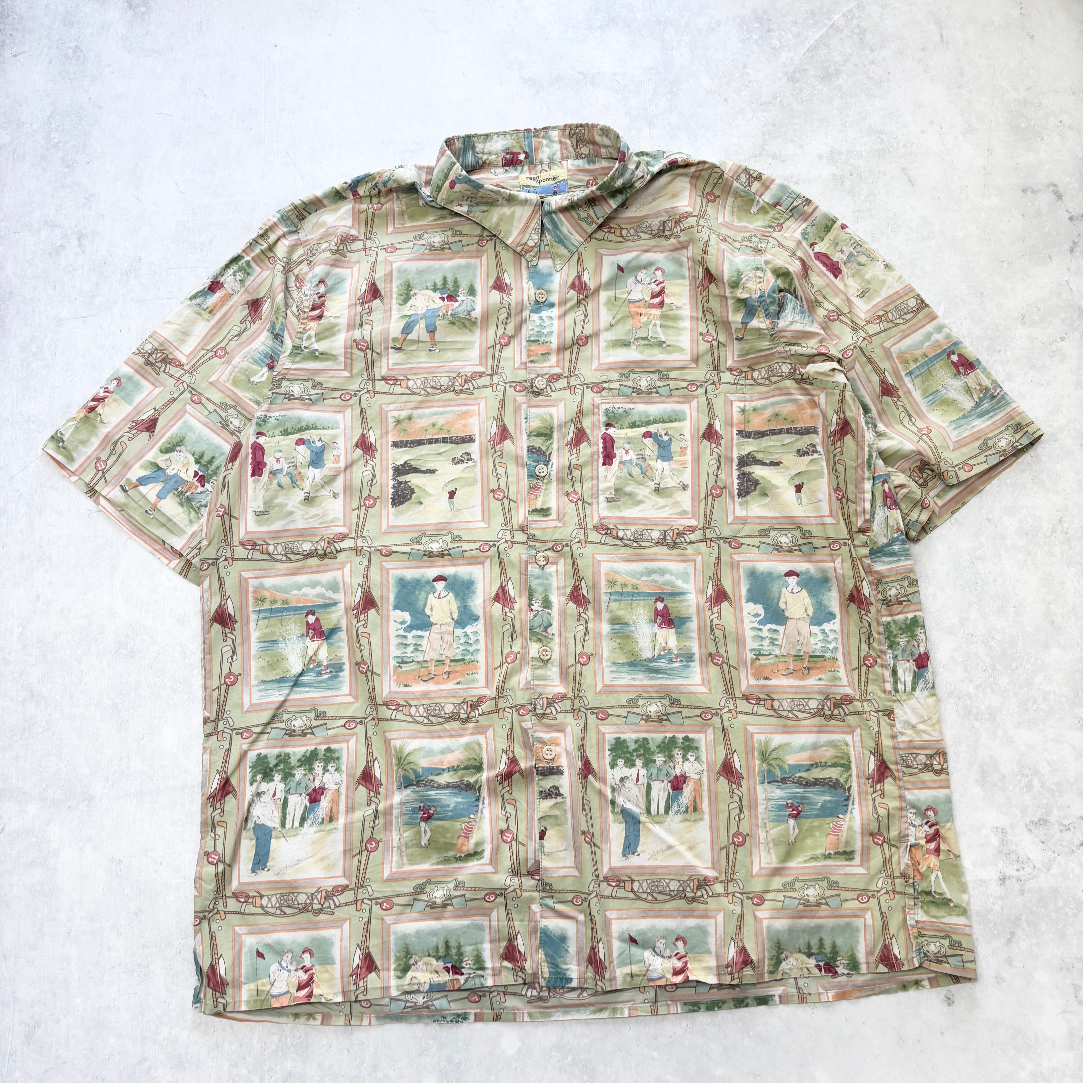 Vintage Reyn Spooner Hawaiian Shirt Mens XL Golf Short Sleeve Cotton (E)