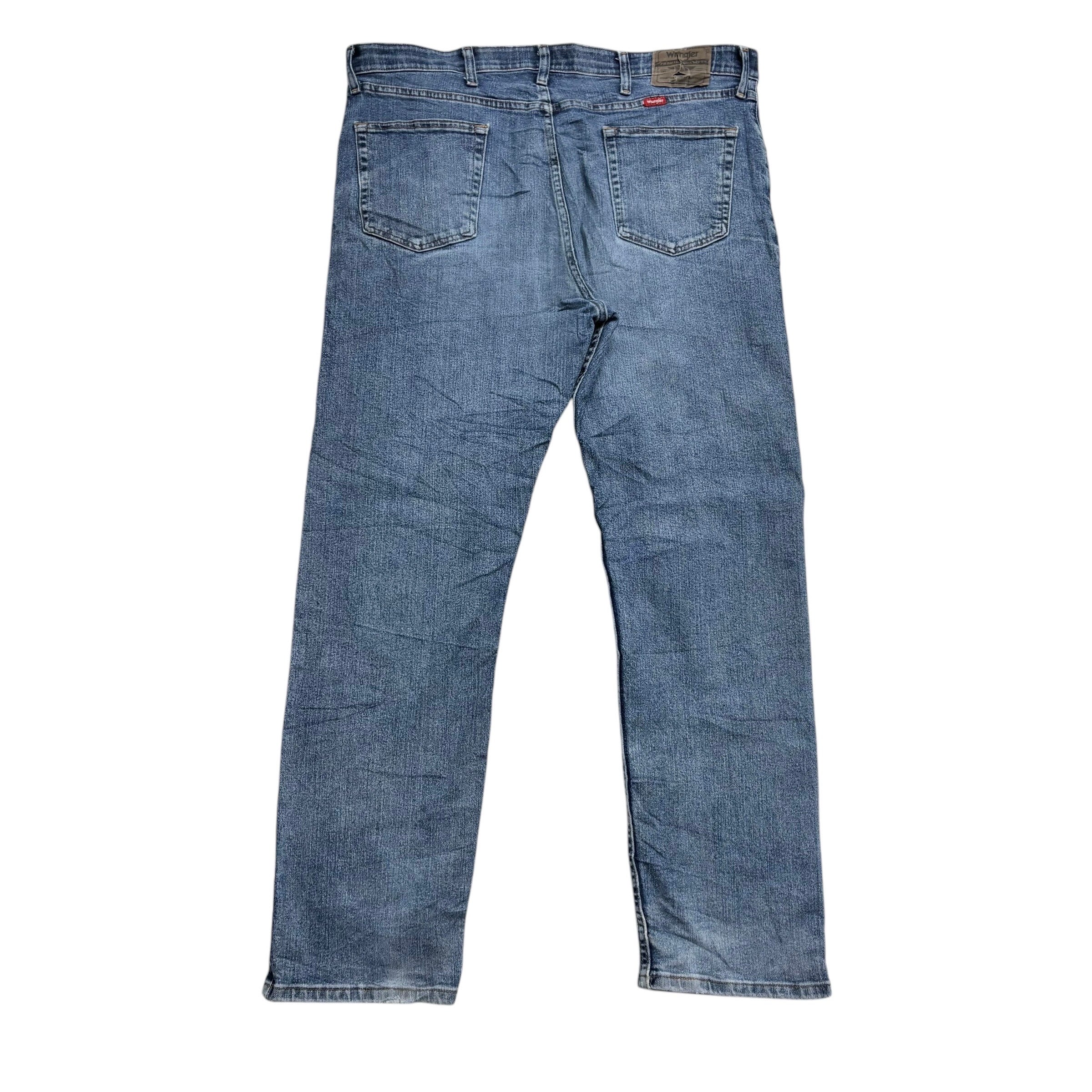 Wrangler Jeans W38 L30 Mens Mid Blue Regular Straight Fit Stretch Denim