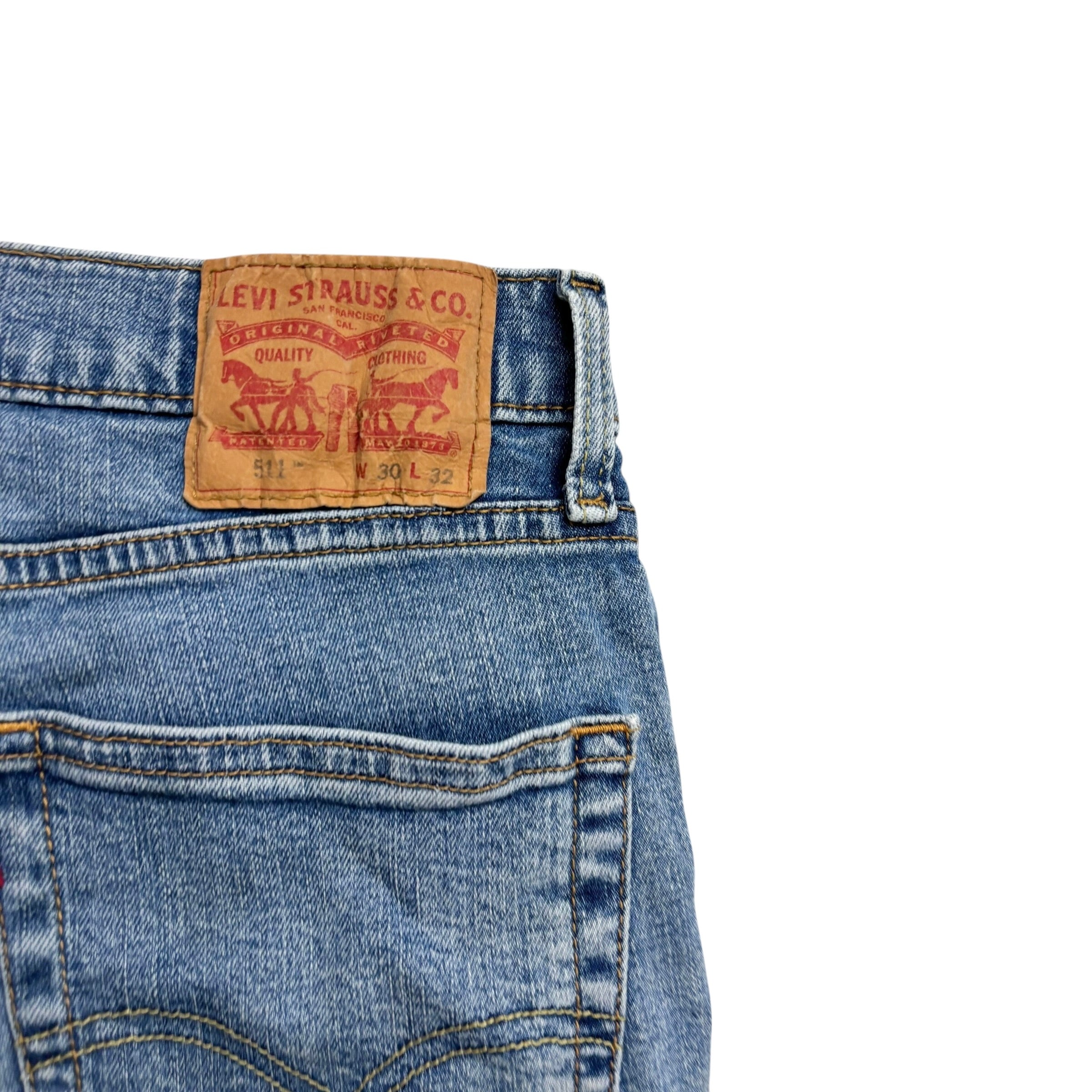 Levis 511 Jeans W29 L32 Mens Light Blue Slim Fit Stretch Denim (F)