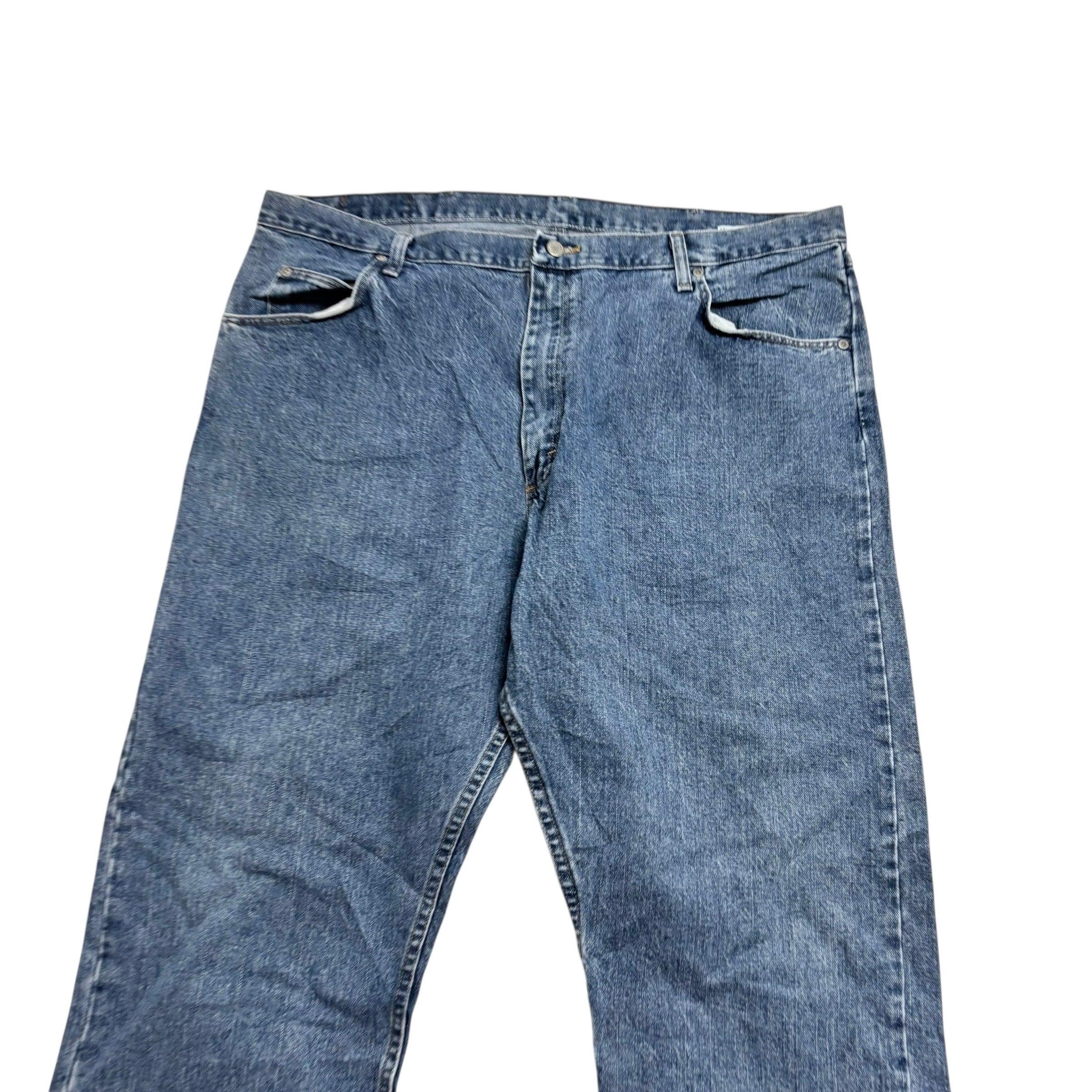 Wrangler Jeans W42 L30 Mens Mid Blue Relaxed Straight Fit Vintage Denim (E)