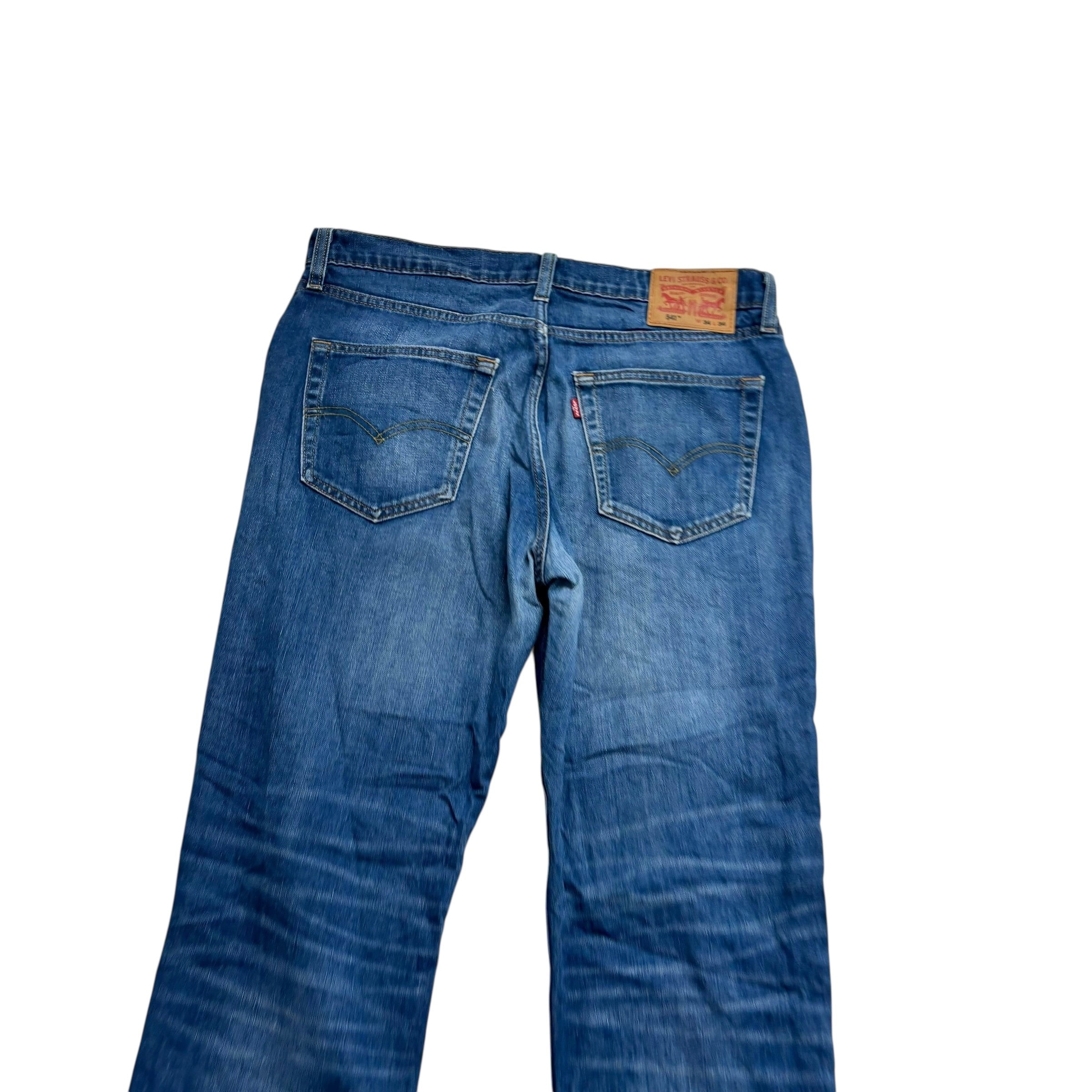 Levis 541 Jeans W34 L33 Mens Mid Blue Athletic Tapered Fit Stretch Denim