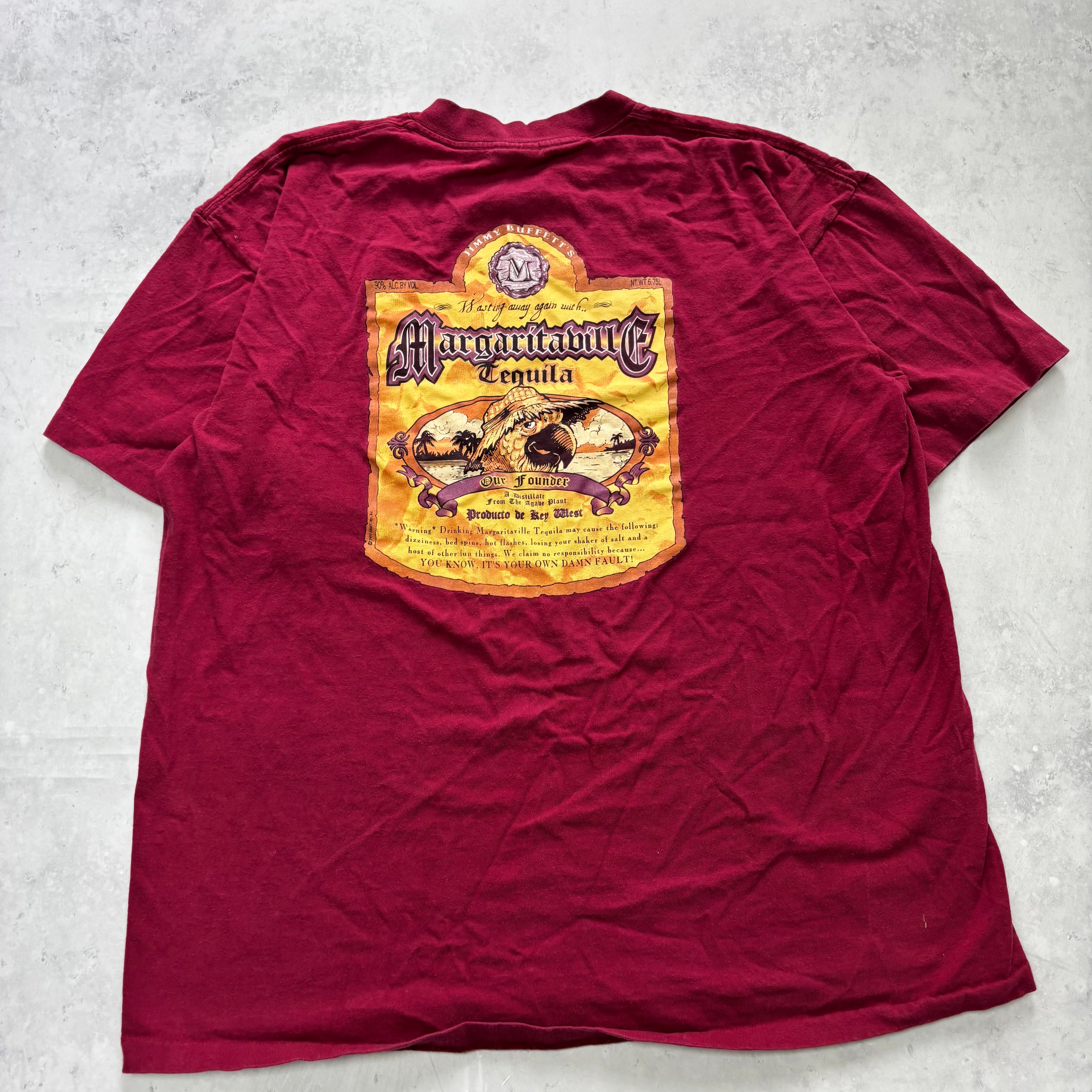 Vintage T Shirt Mens XL Burgundy Single Stitch Graphic Print 90s Tourist (E)