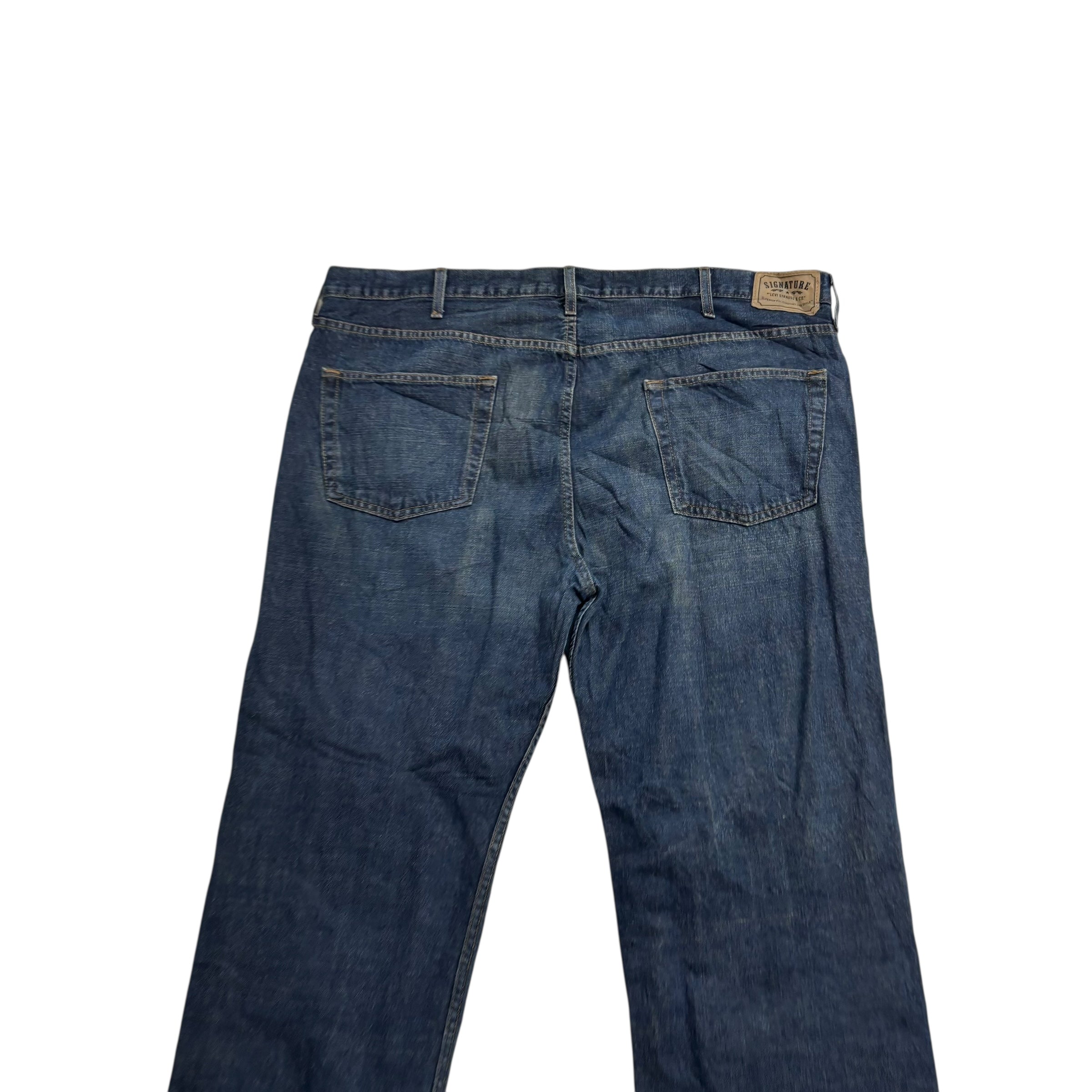 Levis Signature Jeans W44 L32 Mens Dark Blue Relaxed Straight Vintage Denim (E)