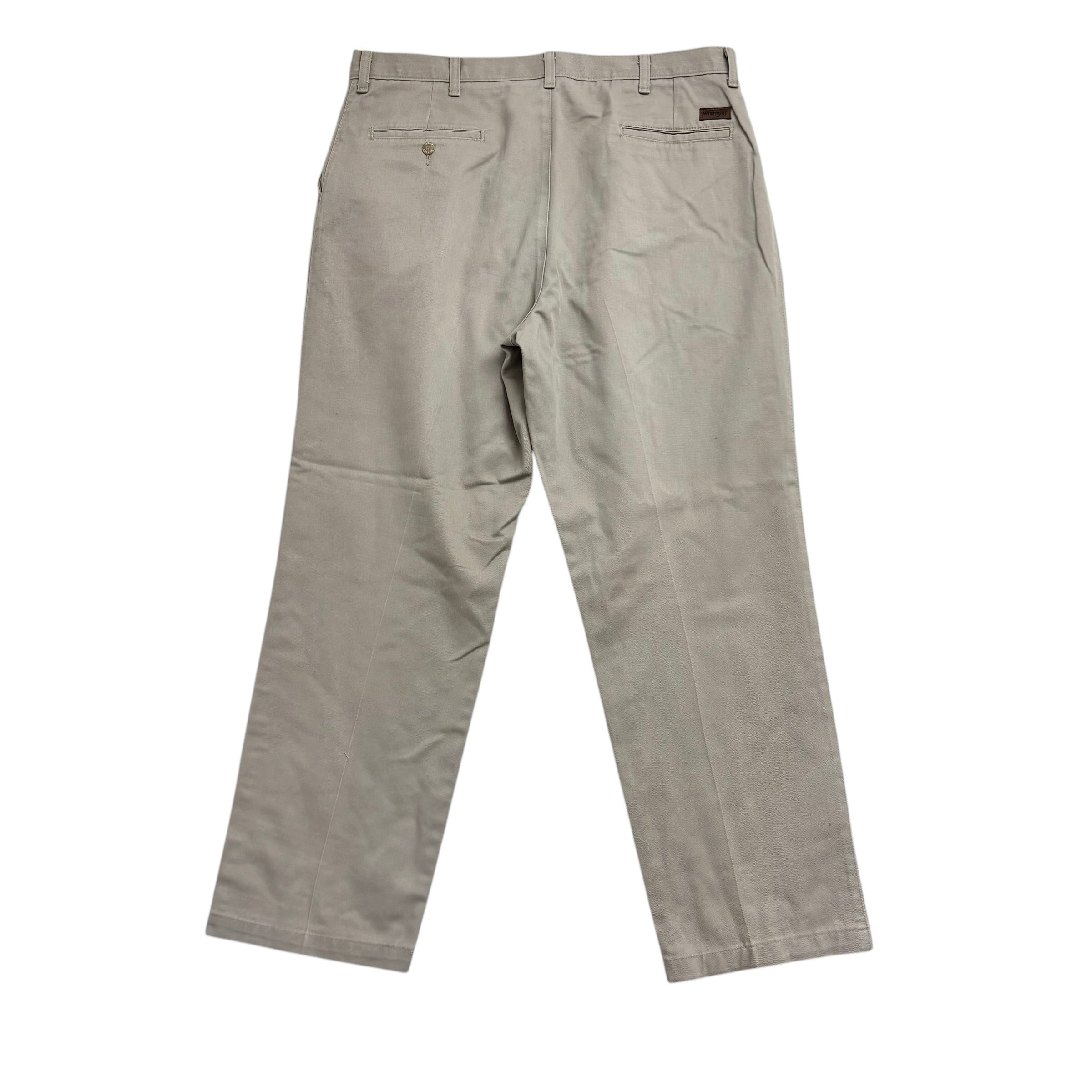 Wrangler Pleated Trousers W38 L30 Mens Beige Relaxed Straight Fit Pants (E)