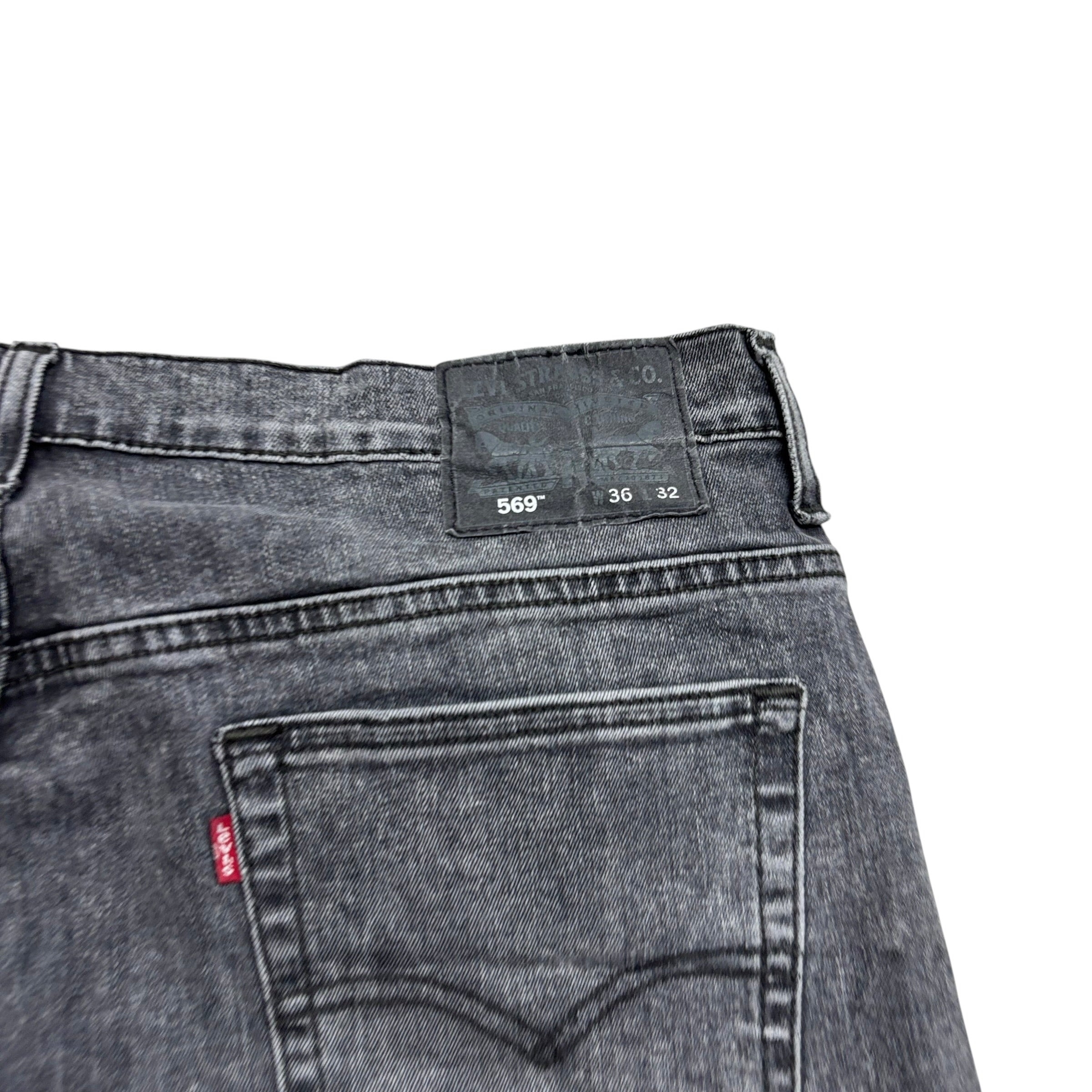 Levis 569 Jeans W36 L32 Mens Grey Baggy Relaxed Straight Fit Stretch Denim