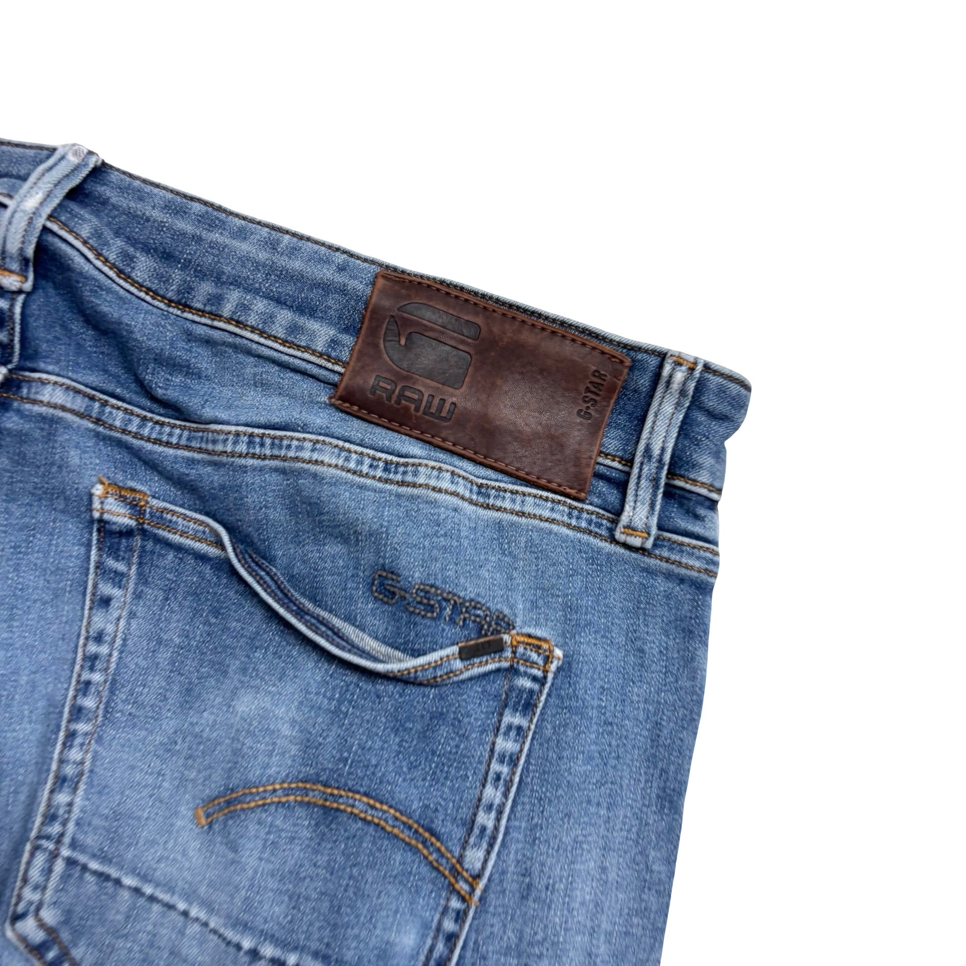 G Star 3301 Slim Jeans W36 L31 Mens Mid Blue Stretch Denim