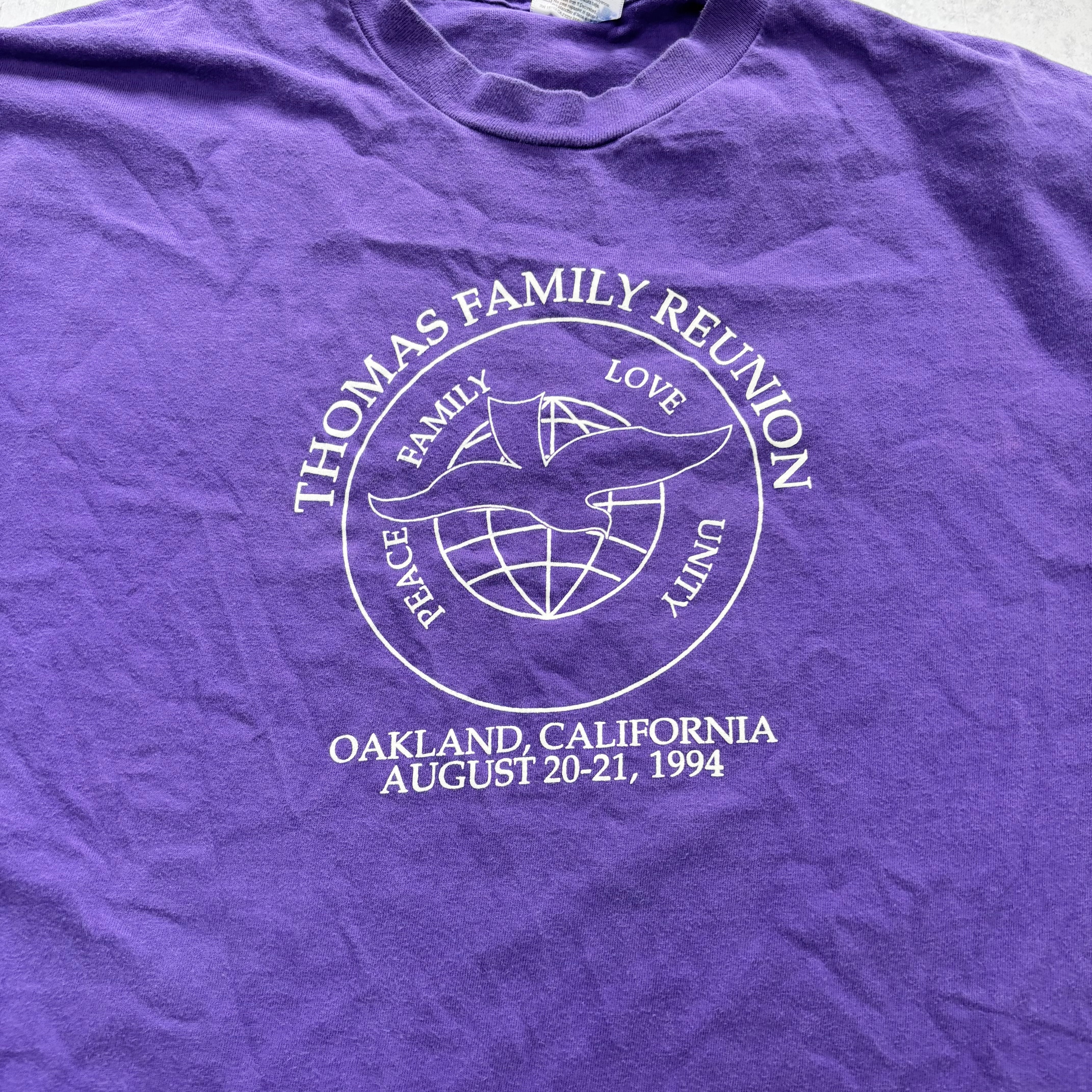 Vintage T Shirt Mens XL Purple Single Stitch Graphic Print 90s USA Reunion