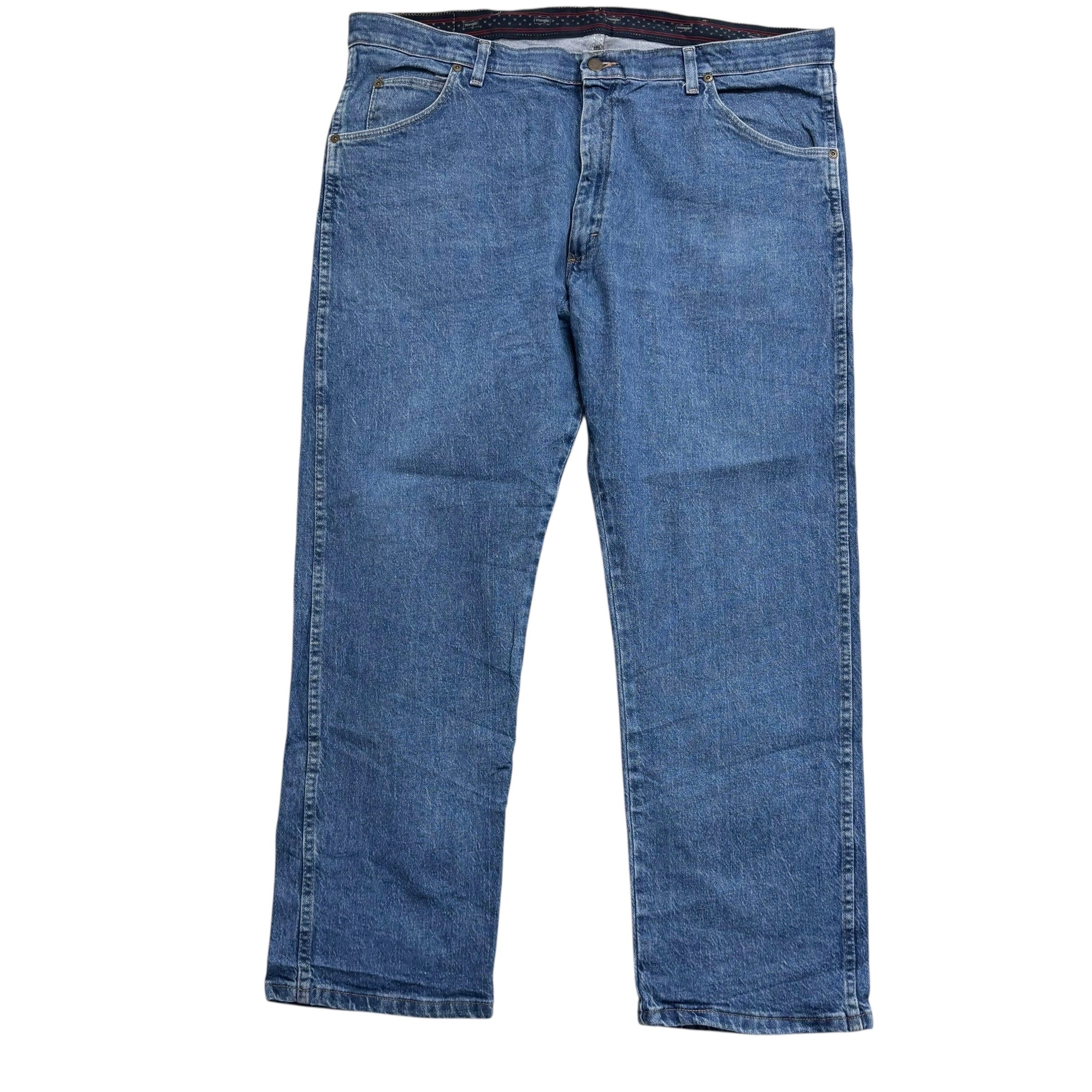 Wrangler Jeans W40 L29 Mens Mid Blue Regular Straight Fit Stretch Denim