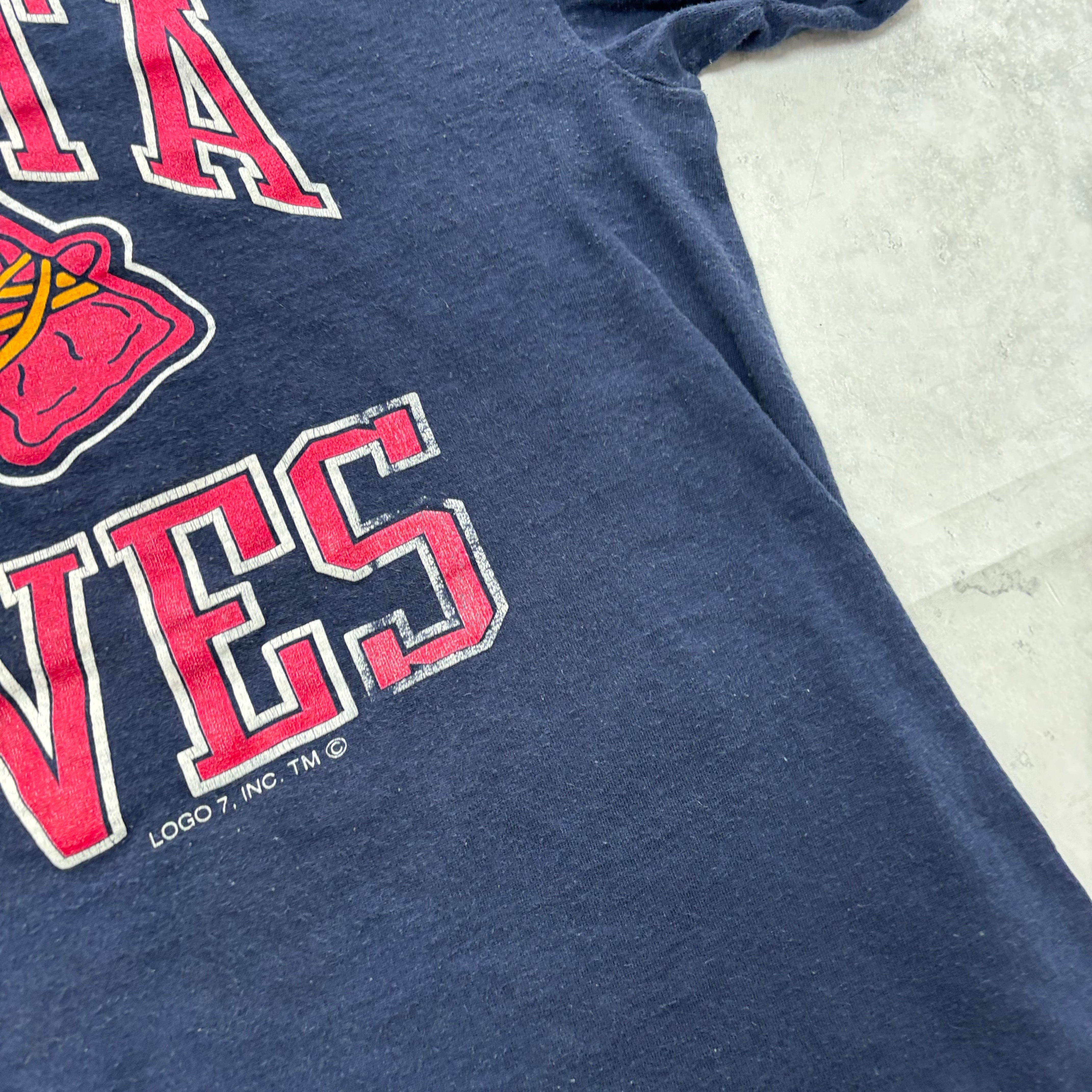 Vintage T Shirt Womens XL Navy Blue Single Stitch Graphic Print 90s Baseball USA