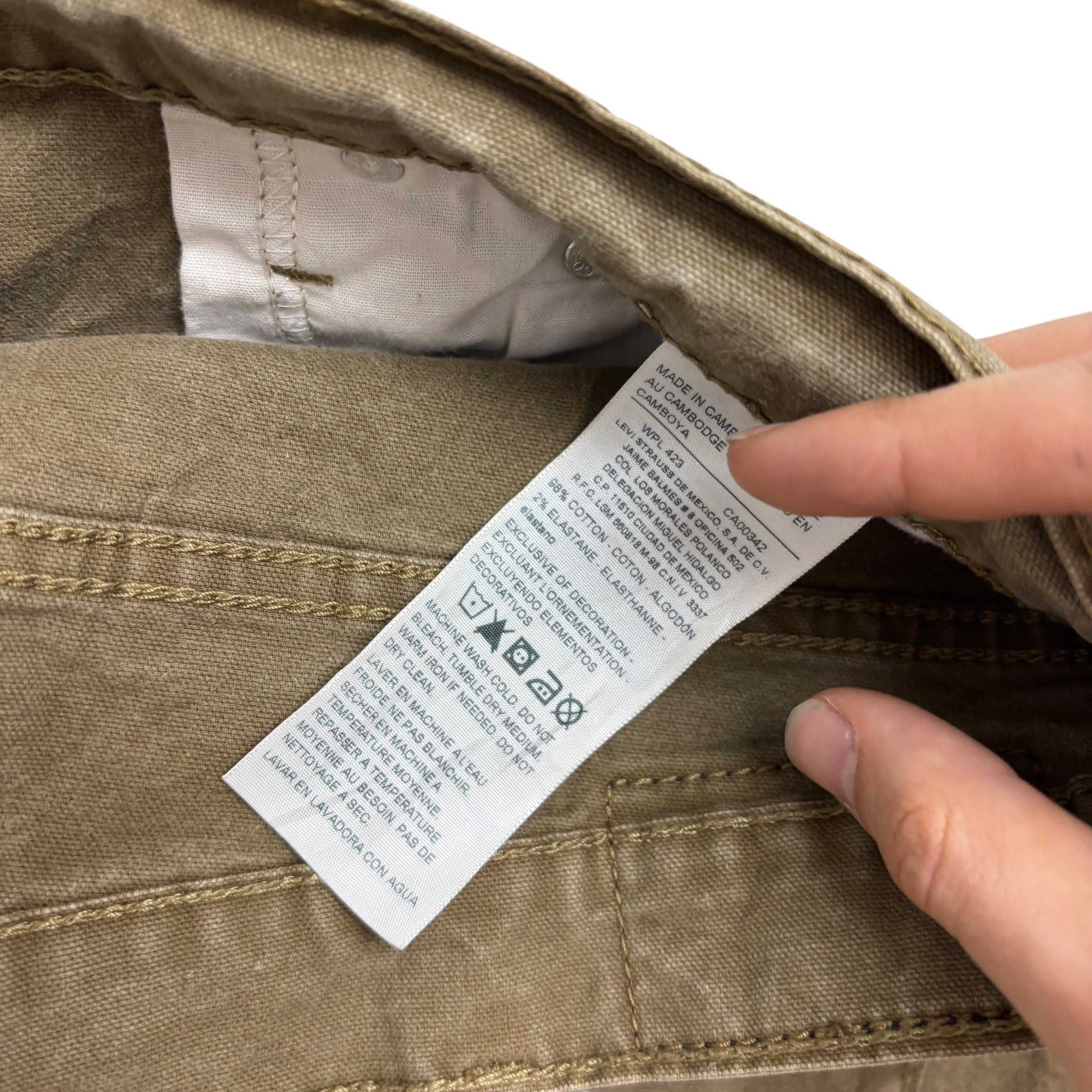 Levis Denizen Jeans W38 L29 Mens Brown Slim Straight Fit Stretch Denim