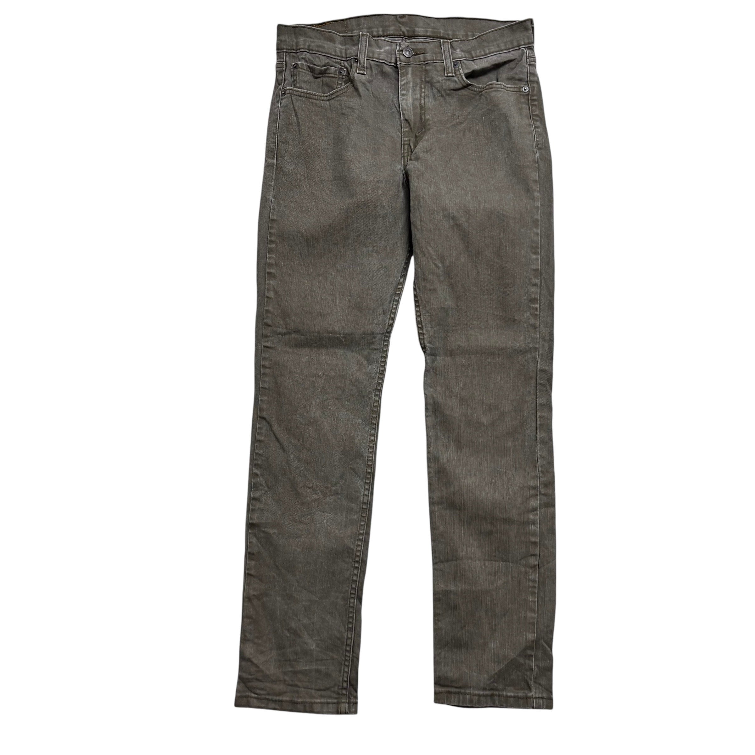 Levis 511 Jeans W32 L32 Mens Waxed Olive Green Slim Fit Stretch Denim (E)