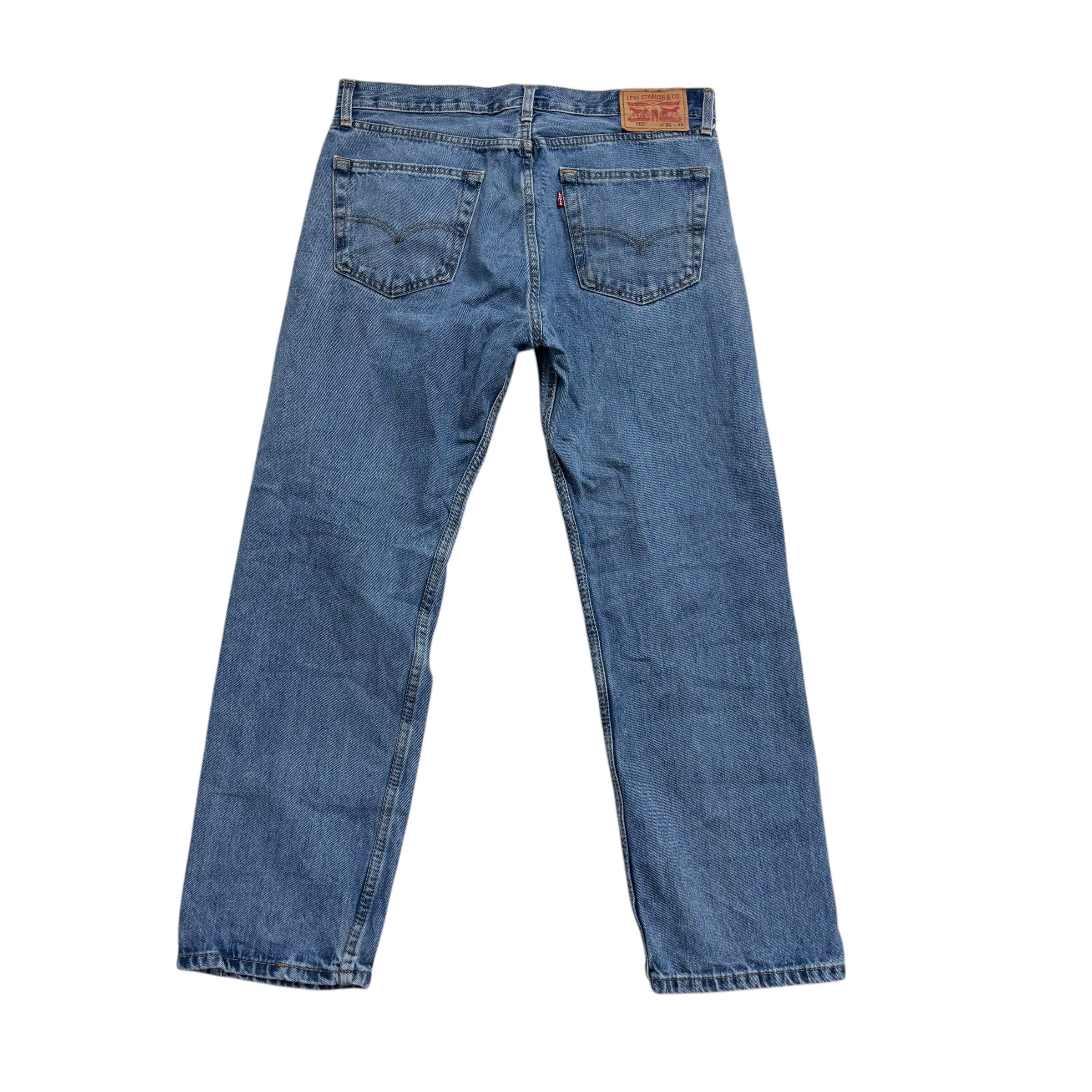 Levis 505 Jeans W35 L30 Mens Light Blue Regular Straight Fit Denim