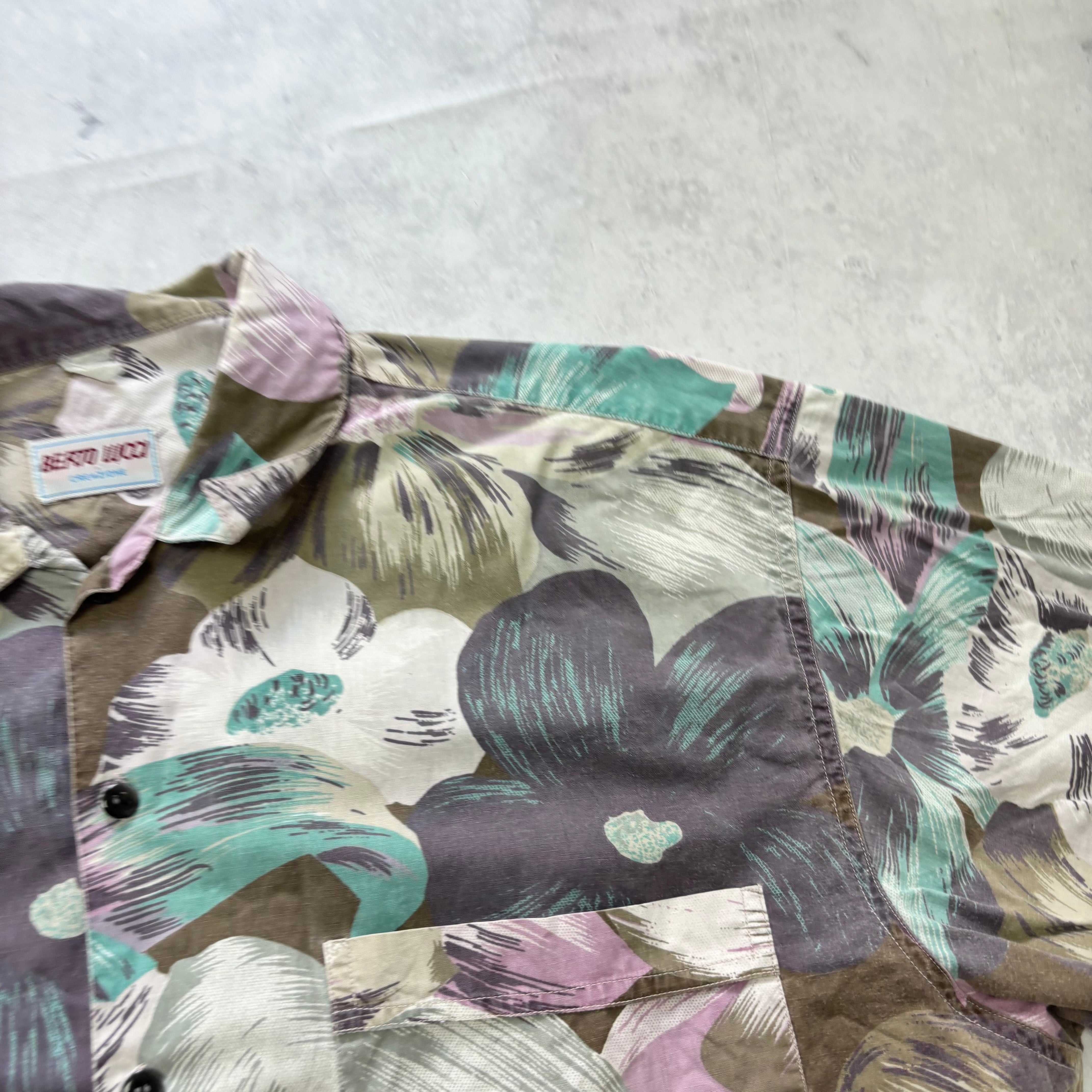 Vintage Hawaiian Shirt Mens Large Multi Floral Aloha Short Sleeve (E)