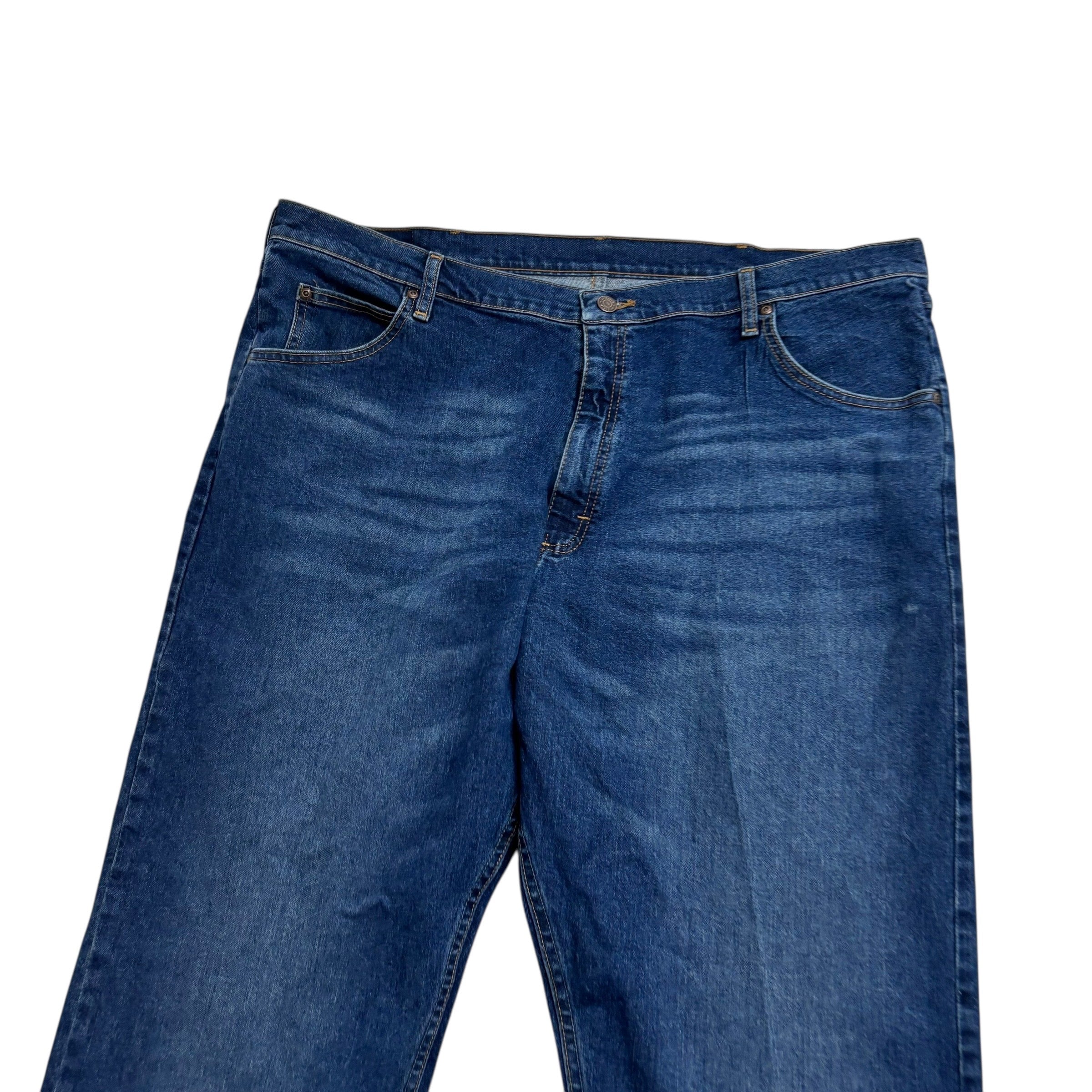 Wrangler Jeans W42 L32 Mens Dark Blue Relaxed Straight Fit Stretch Denim (E)