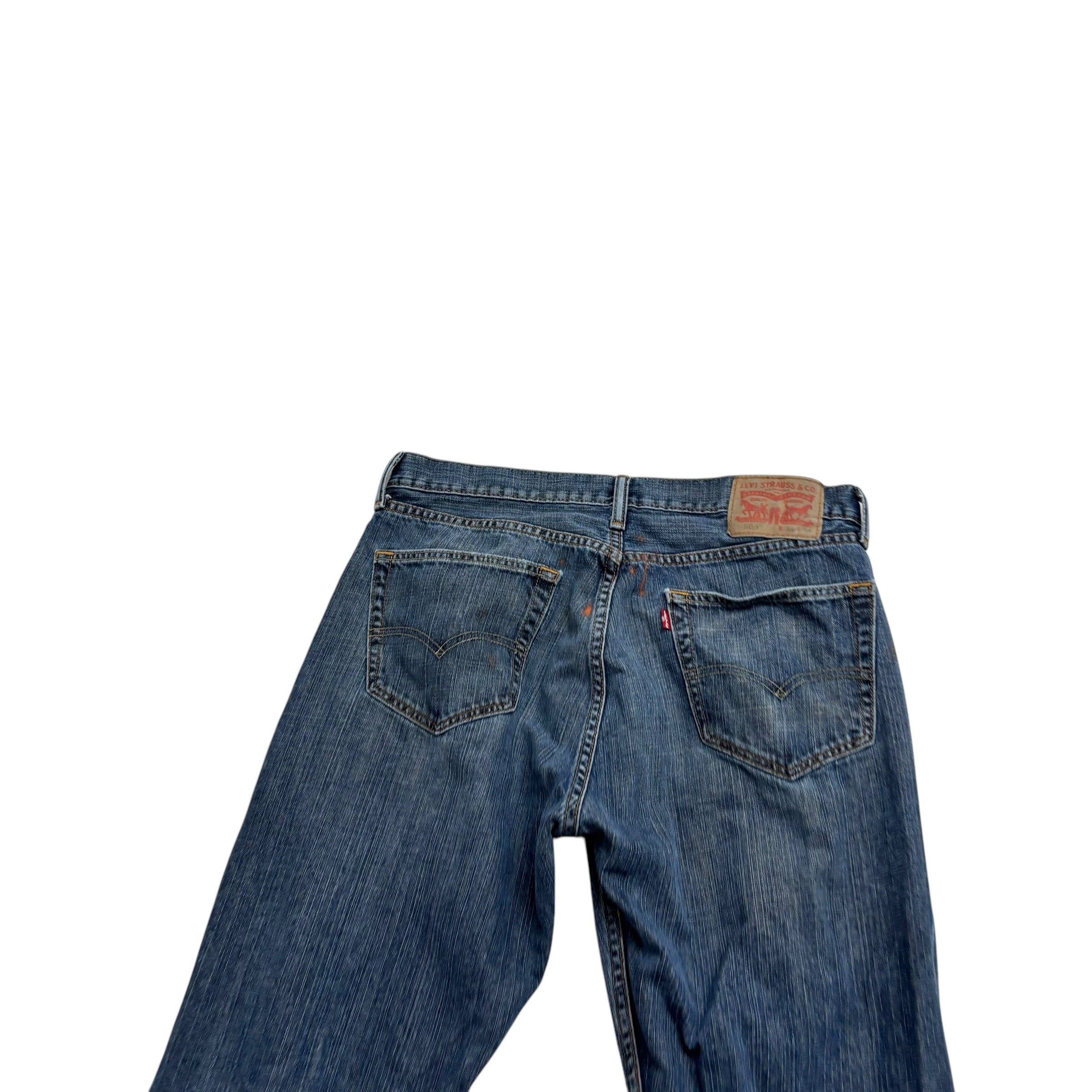 Levis 505 Jeans W34 L34 Mens Dark Blue Regular Straight Fit Denim (F)